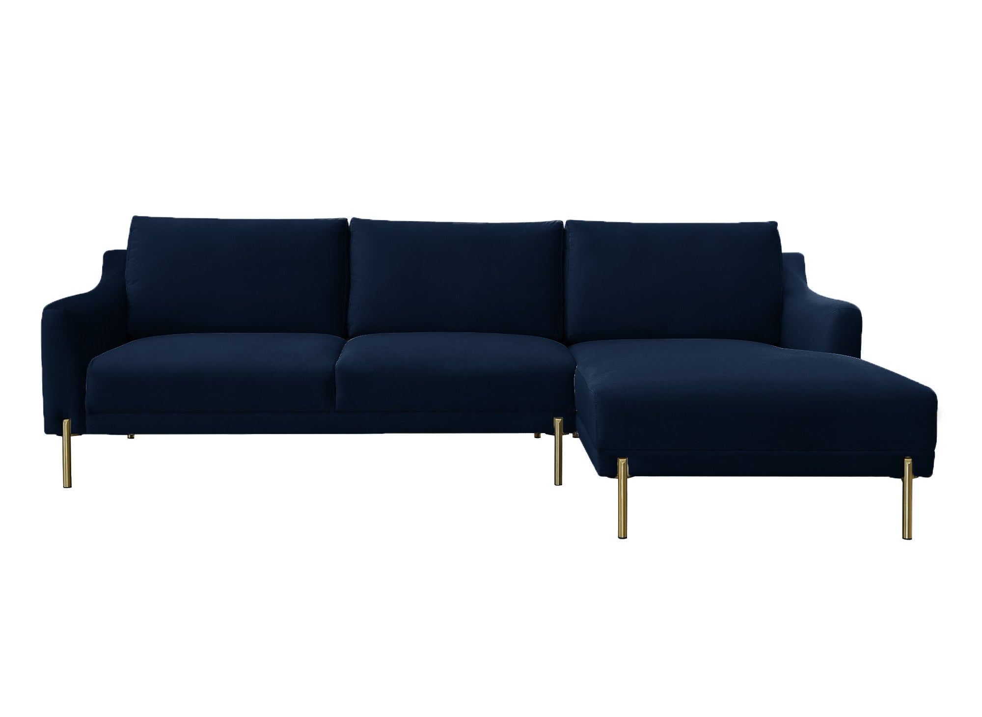 Sofá esquinero CELINE con chaise longue en terciopelo azul - Esquina derecha