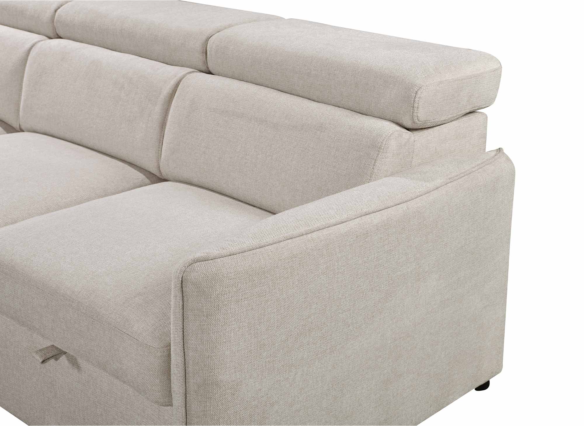 Sofá cama esquinero NAIROBI de tela beige - Esquina izquierda