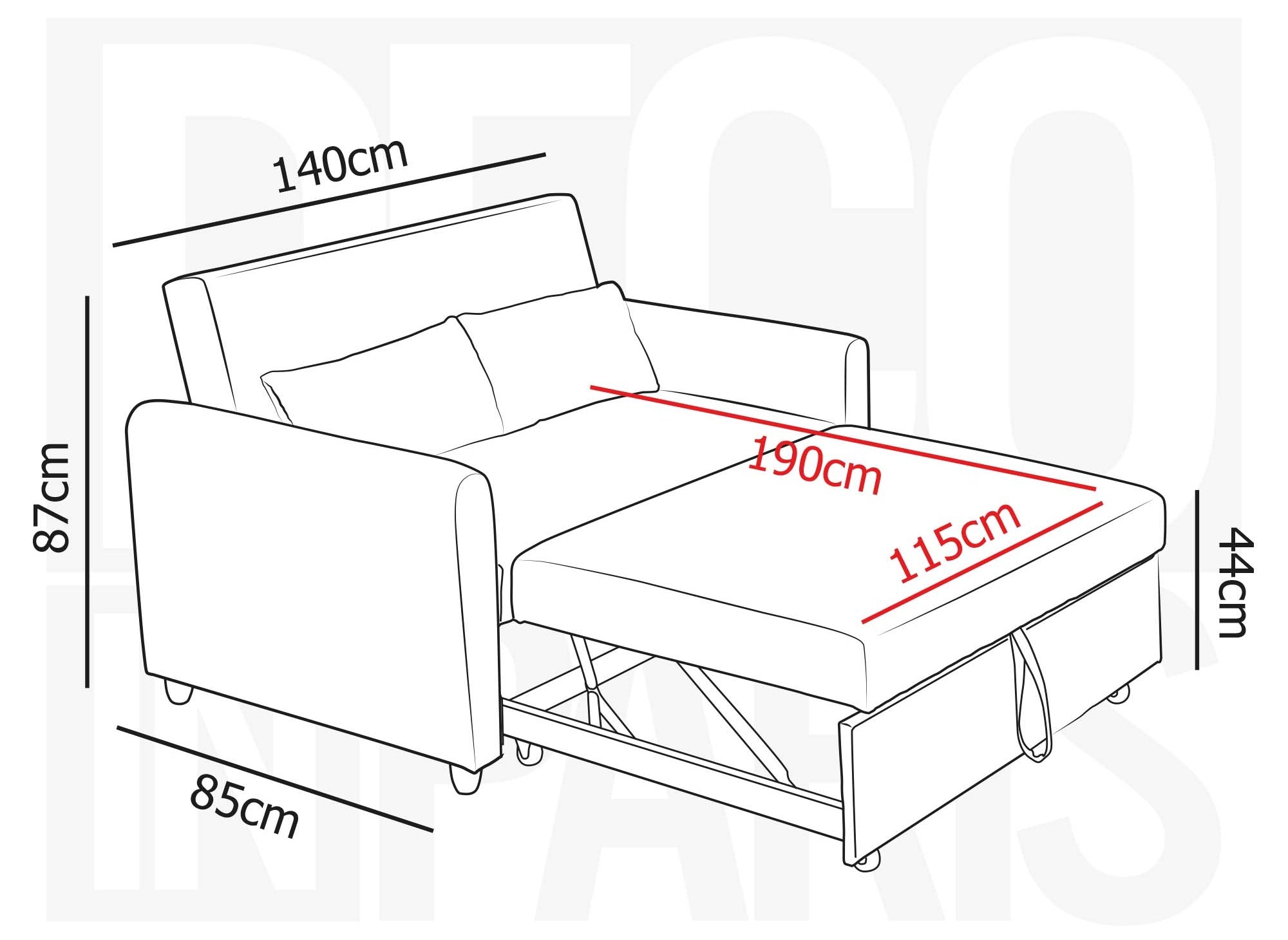Sofá cama convertible escandinavo KALAYA en tela beige