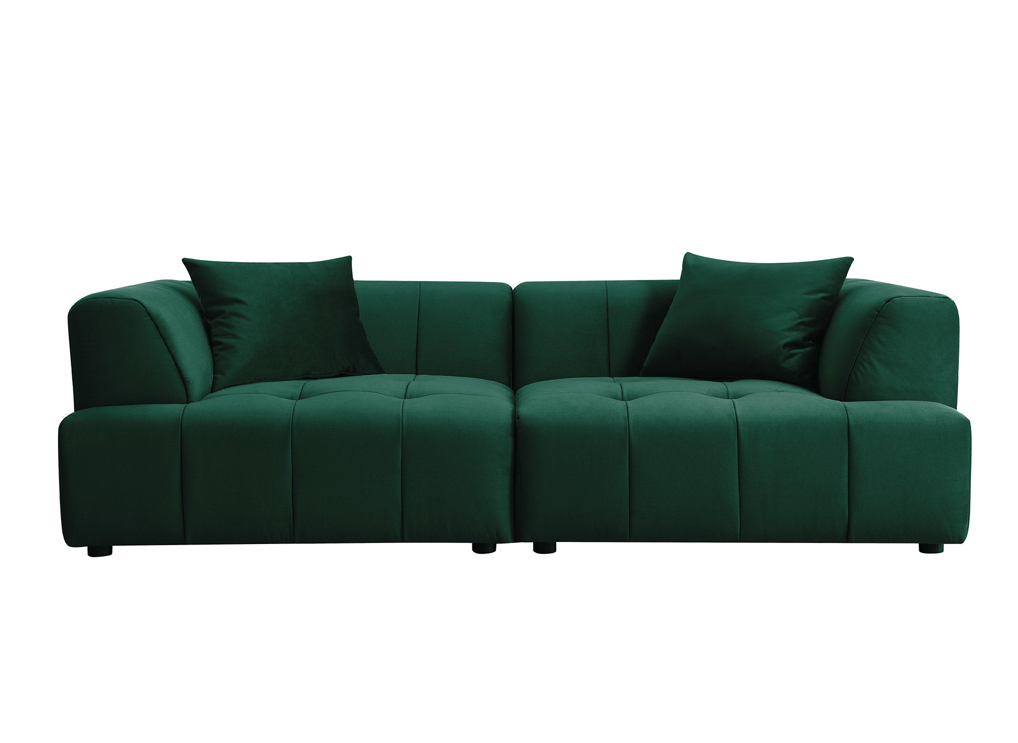 Sofá recto de 3 plazas KELIA en terciopelo verde