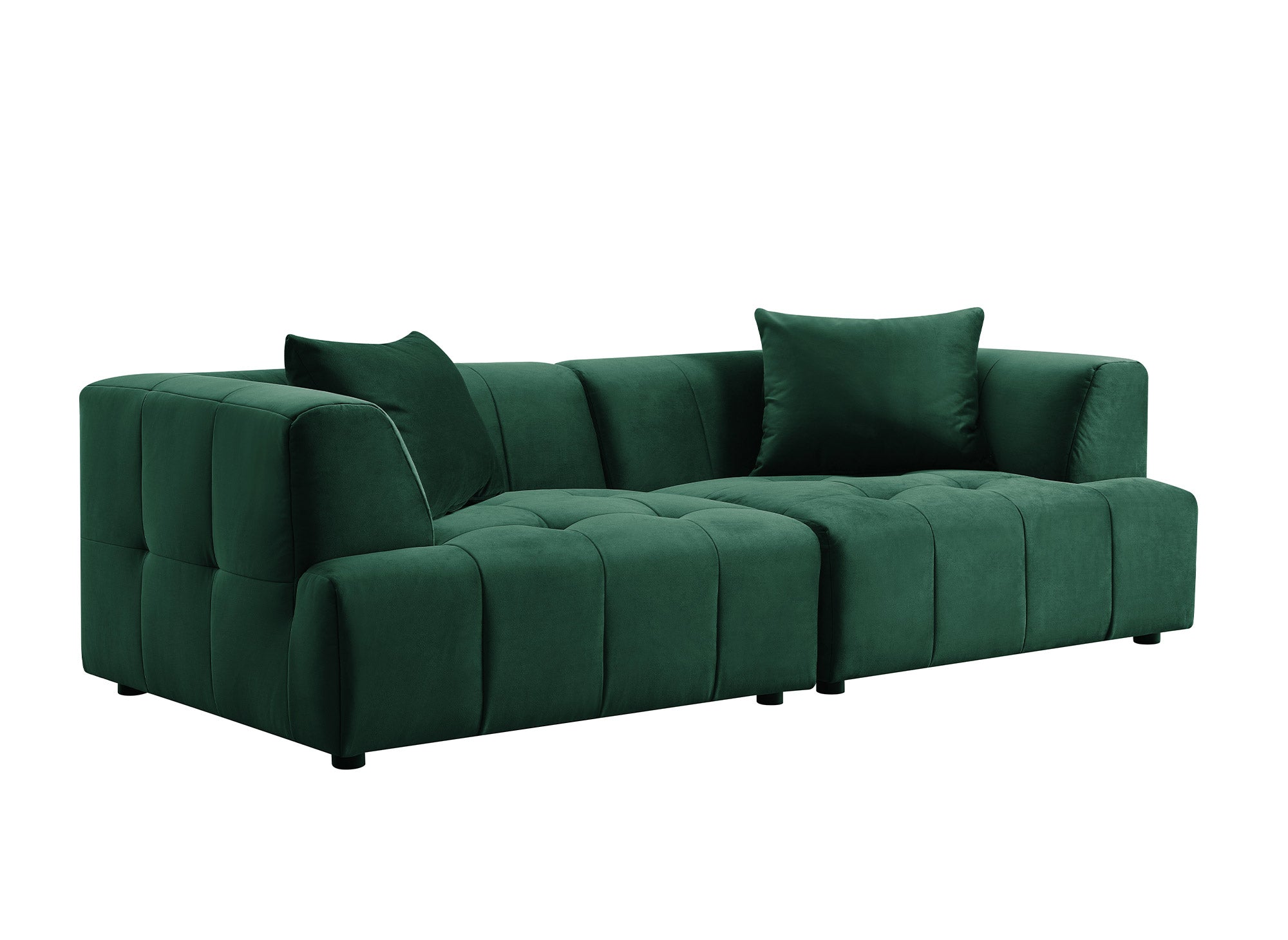 Sofá recto de 3 plazas KELIA en terciopelo verde