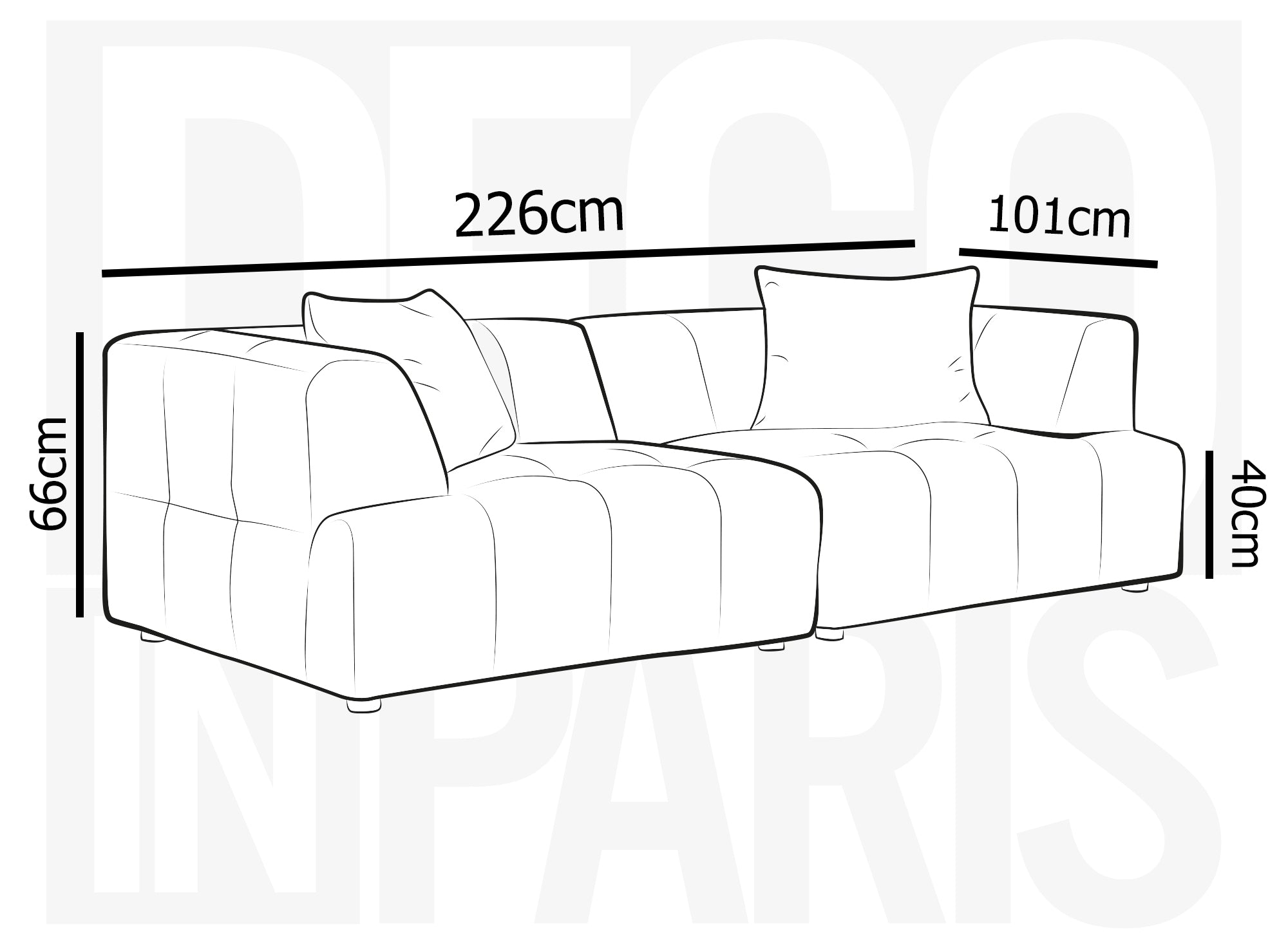 Sofá recto de 3 plazas KELIA en terciopelo azul