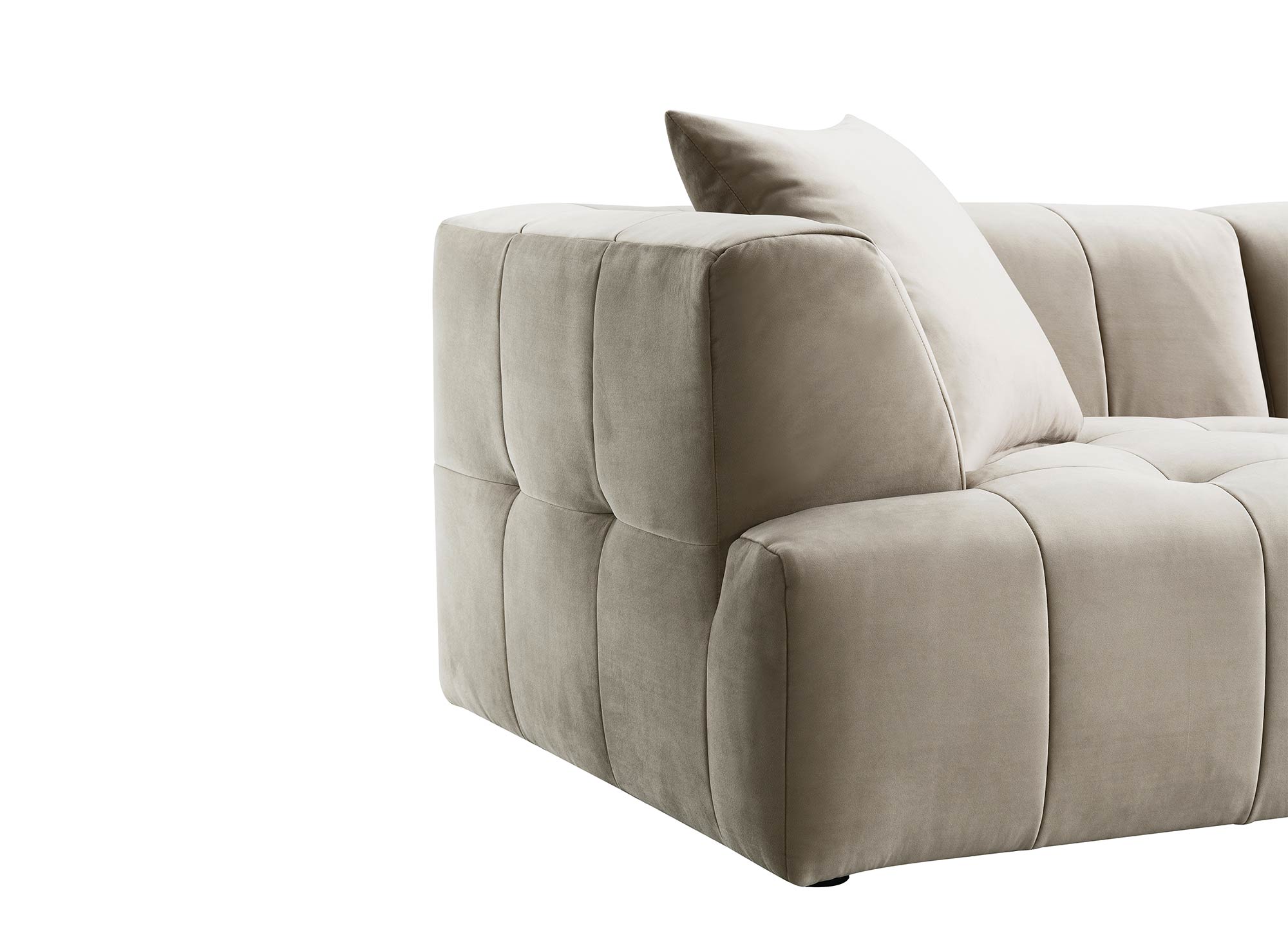 Sofá recto de 3 plazas KELIA en terciopelo beige