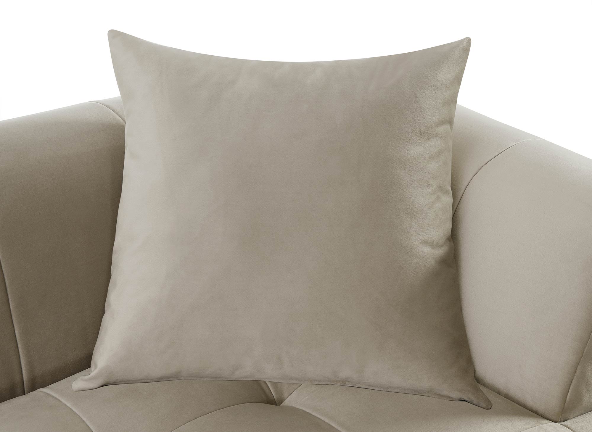Sofá esquinero KELIA con chaise longue en terciopelo beige - Esquina izquierda