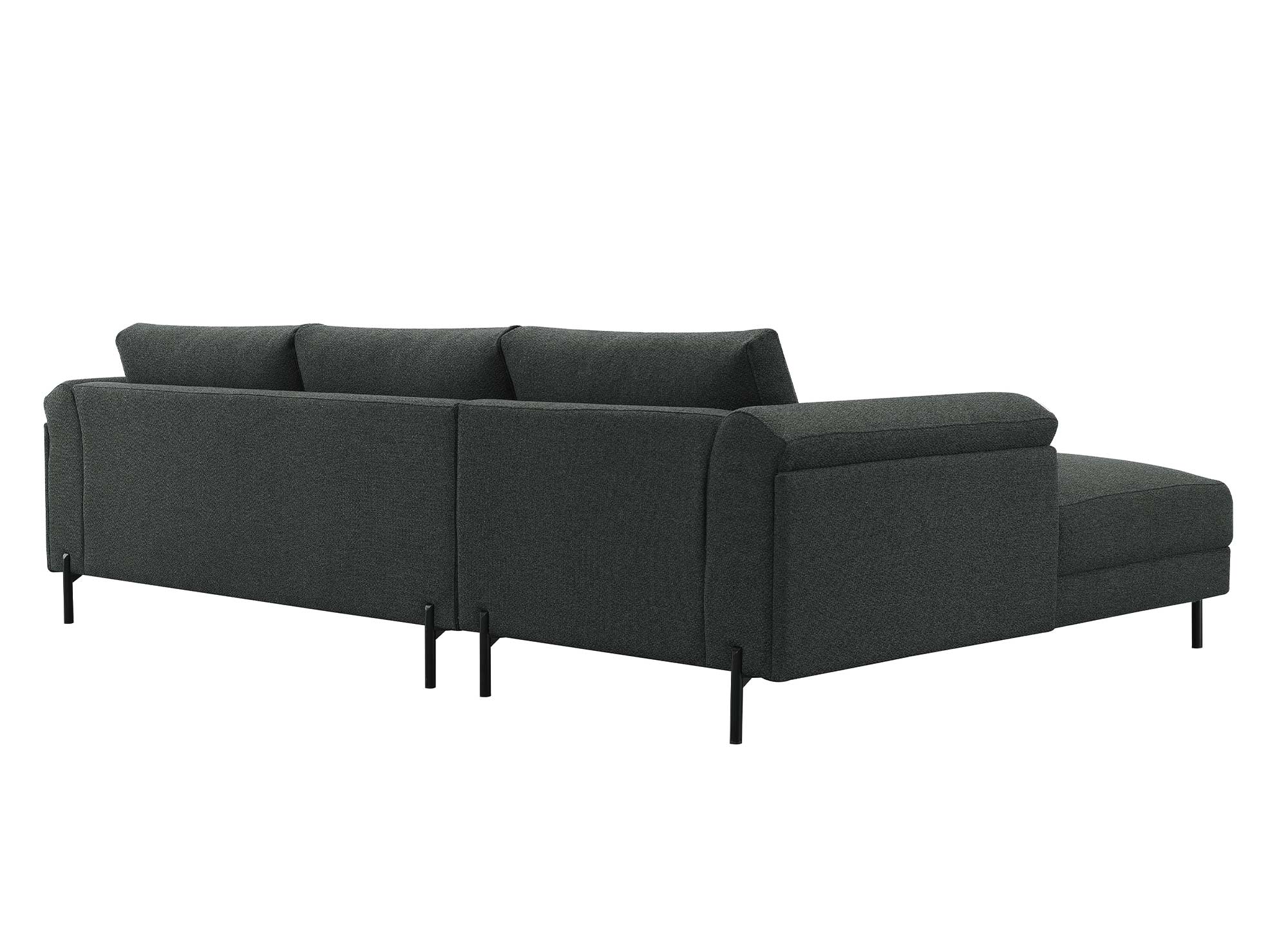 Sofá esquinero LEIA con chaise longue en tela gris oscuro - Esquina izquierda