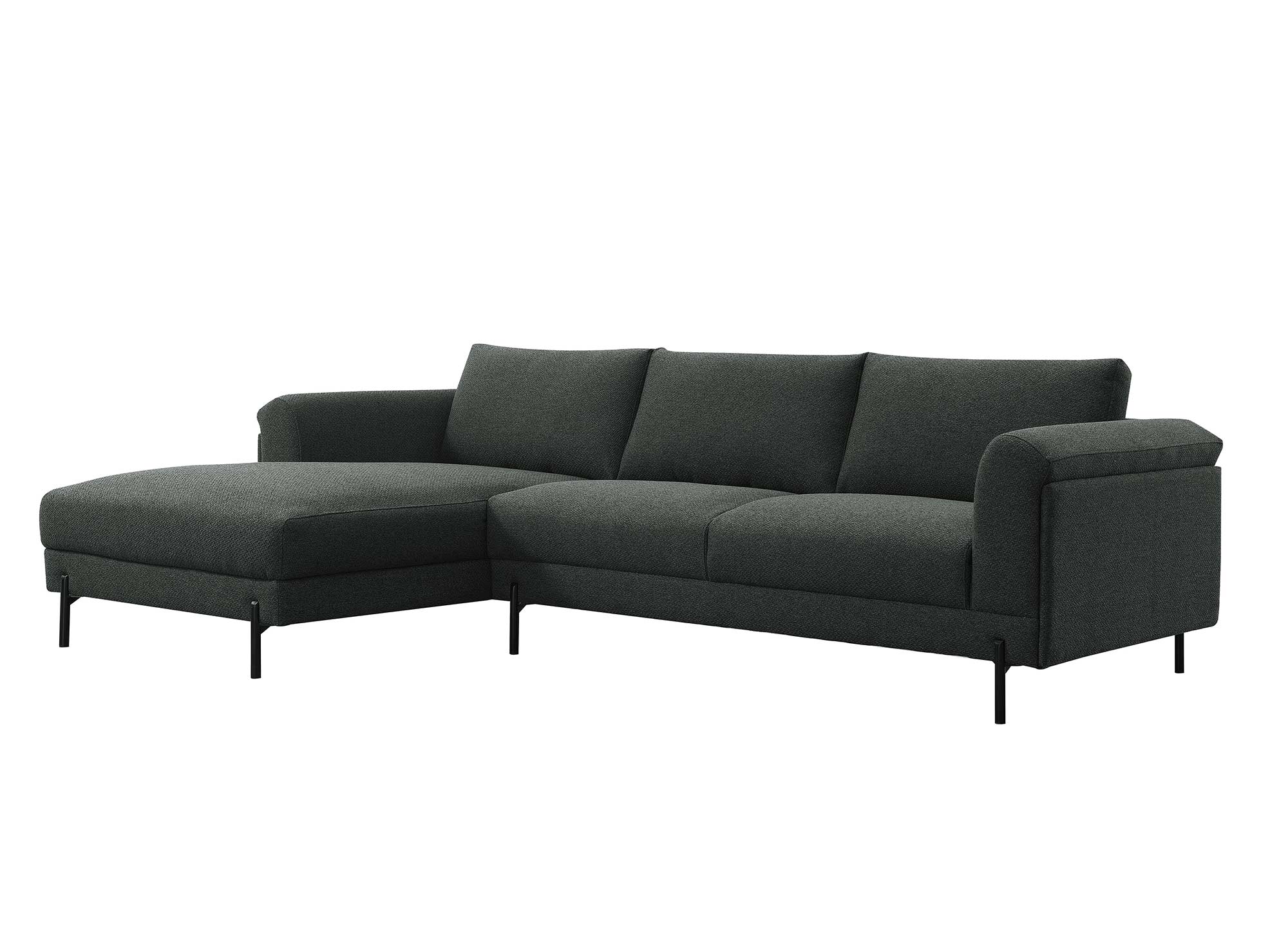 Sofá esquinero LEIA con chaise longue en tela gris oscuro - Esquina izquierda