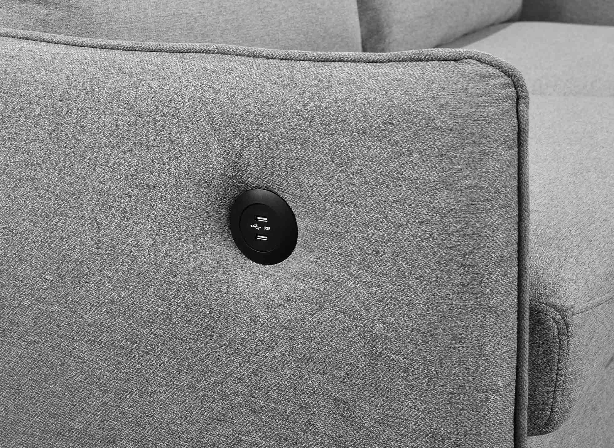 Sofá cama ZADIG de 3 plazas en tela gris claro