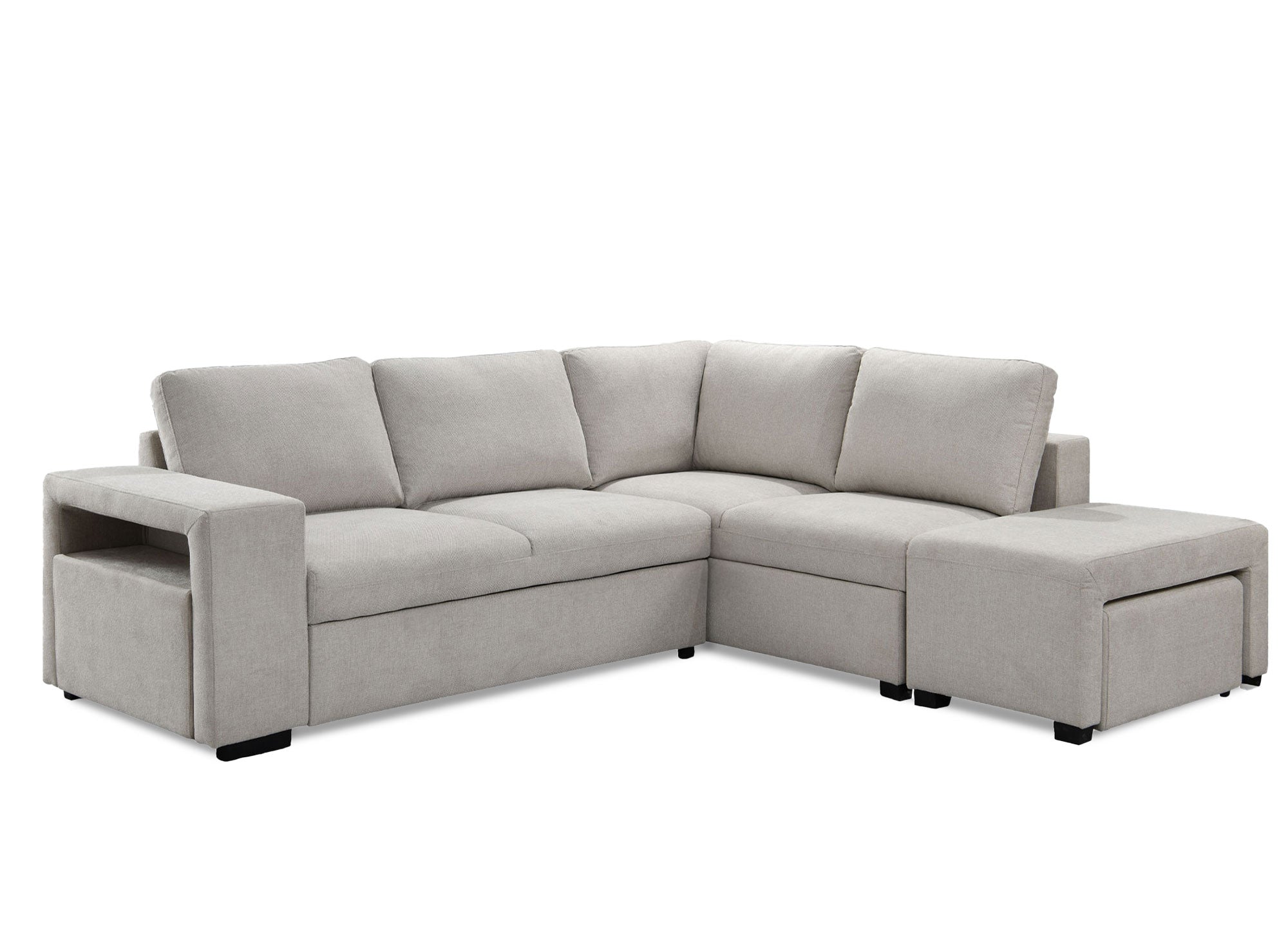 Sofá cama esquinero ALBAN de tela beige - Esquina derecha