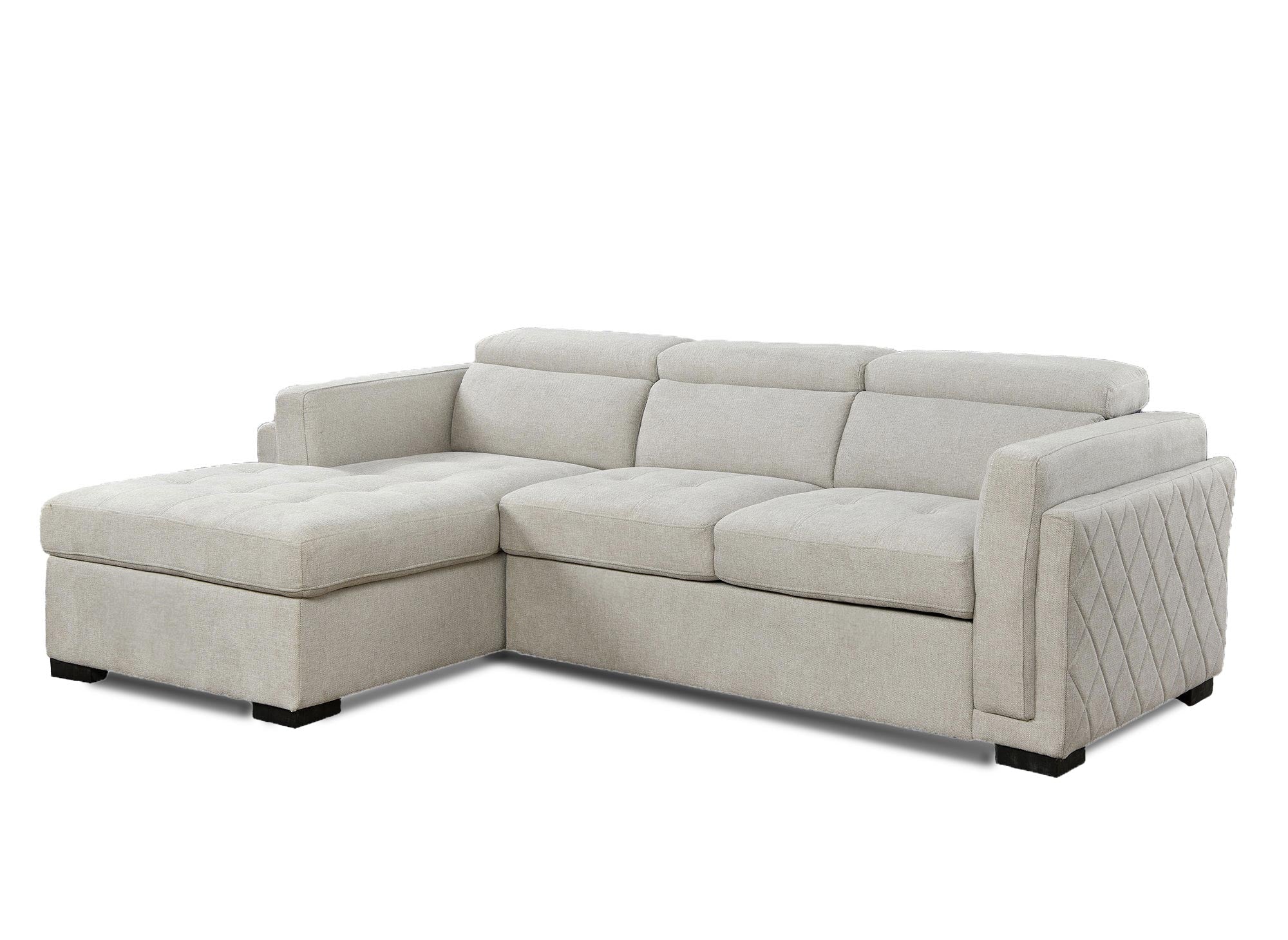 Sofá cama esquinero CHANDLER de tela beige - Esquina izquierda