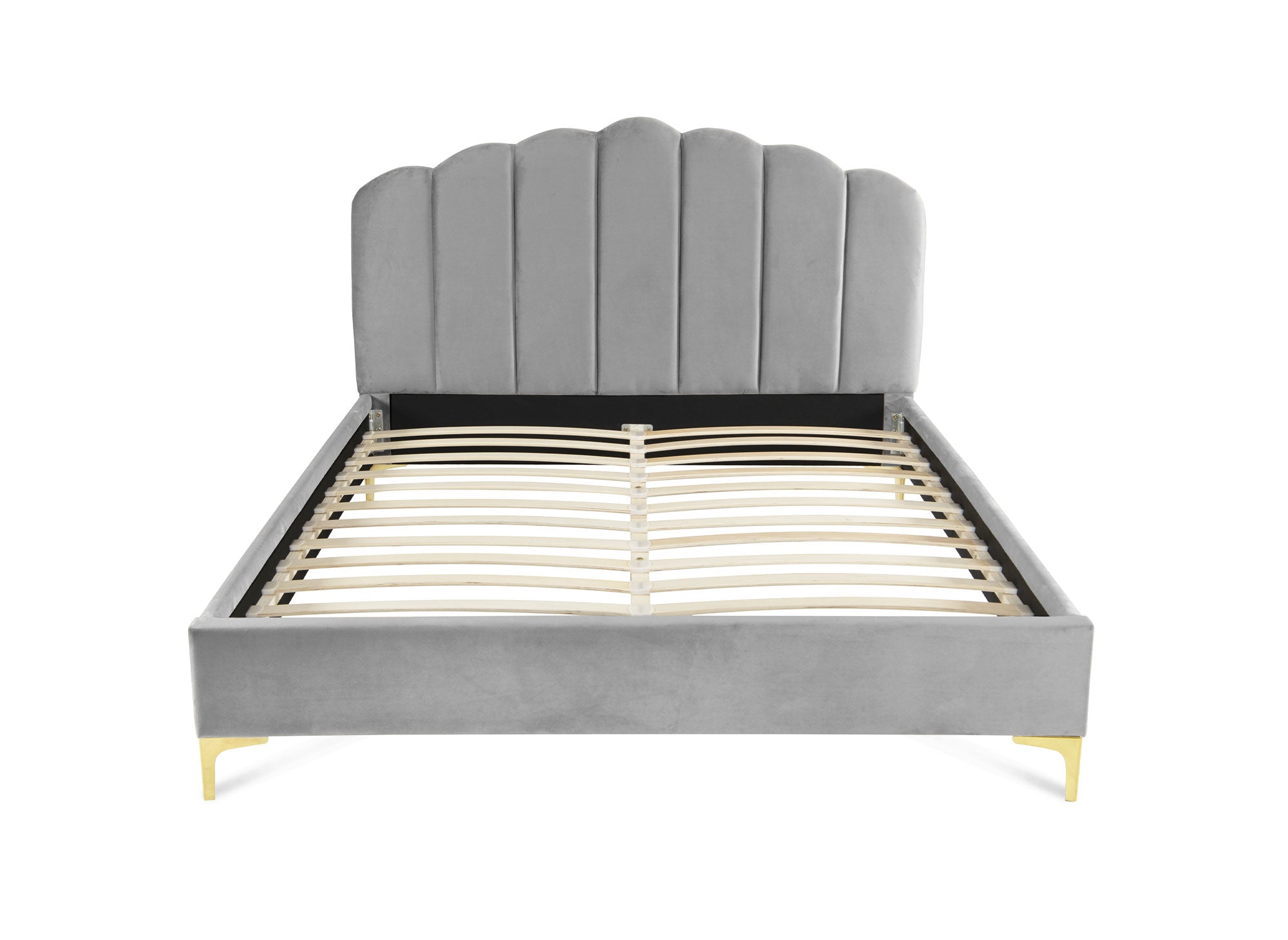 Cama doble MARION de terciopelo gris, 180 x 200 cm