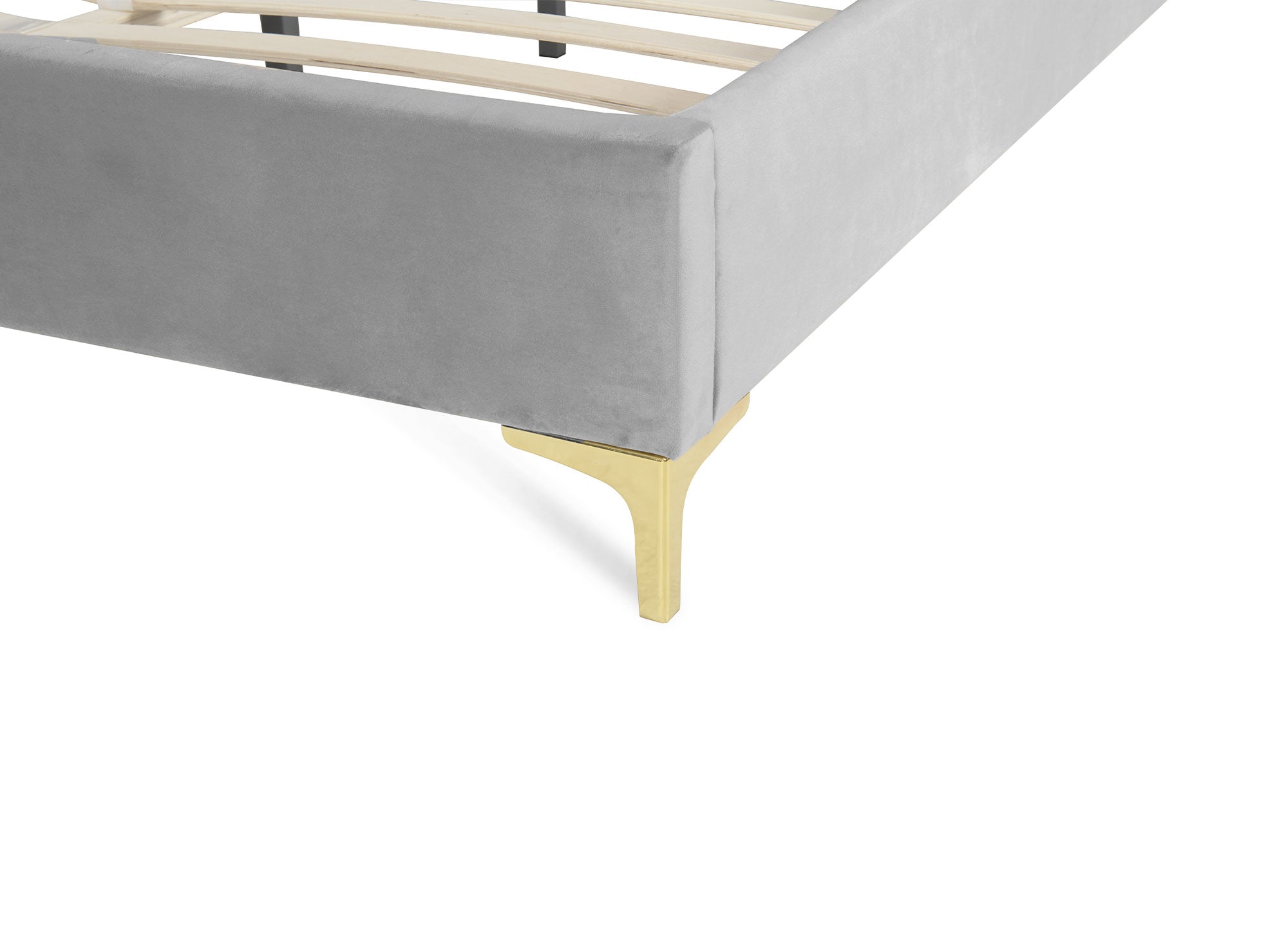 Cama doble MARION de terciopelo gris, 140 x 190 cm