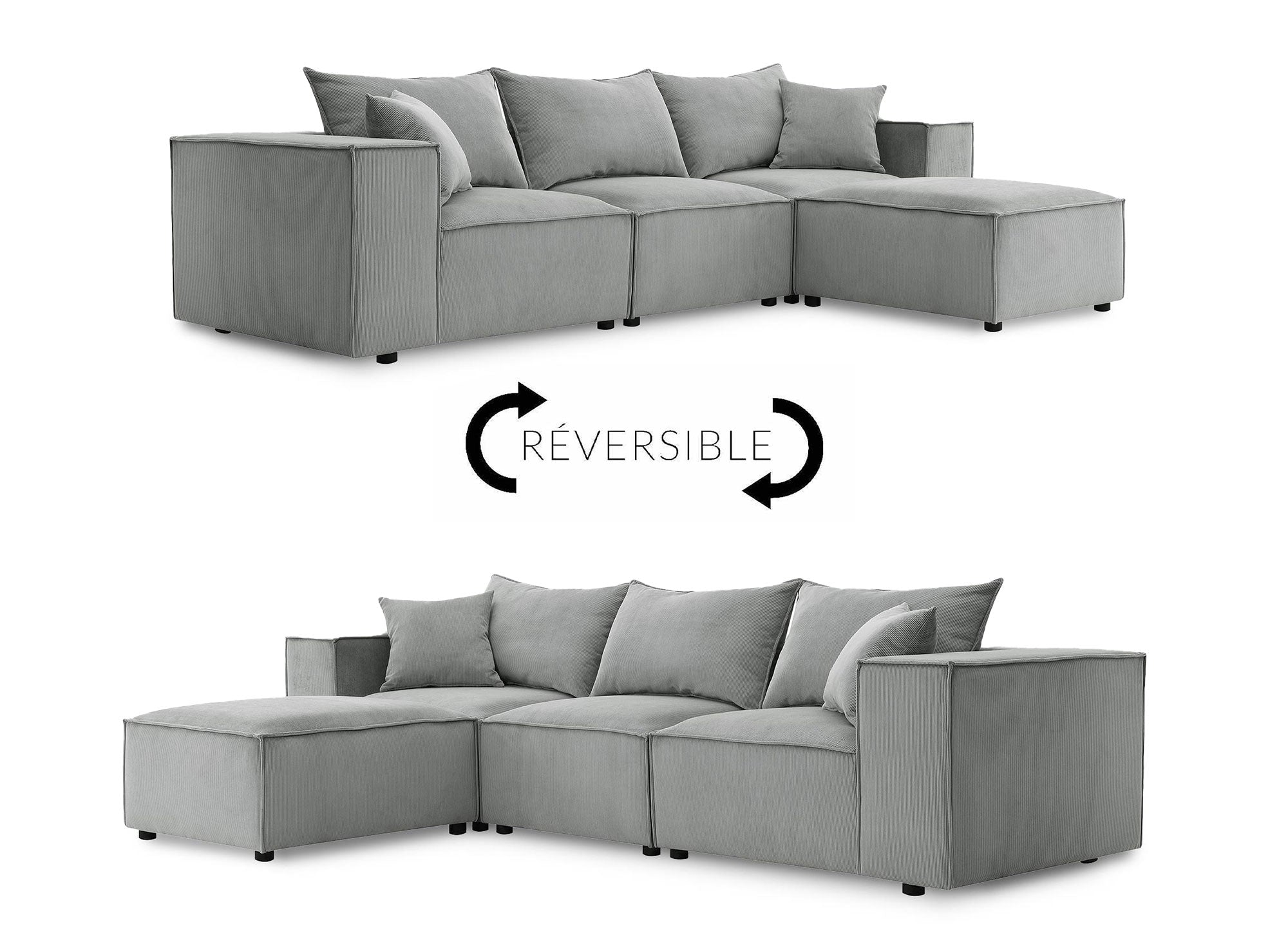 Sofá esquinero modular HARLEM en pana gris
