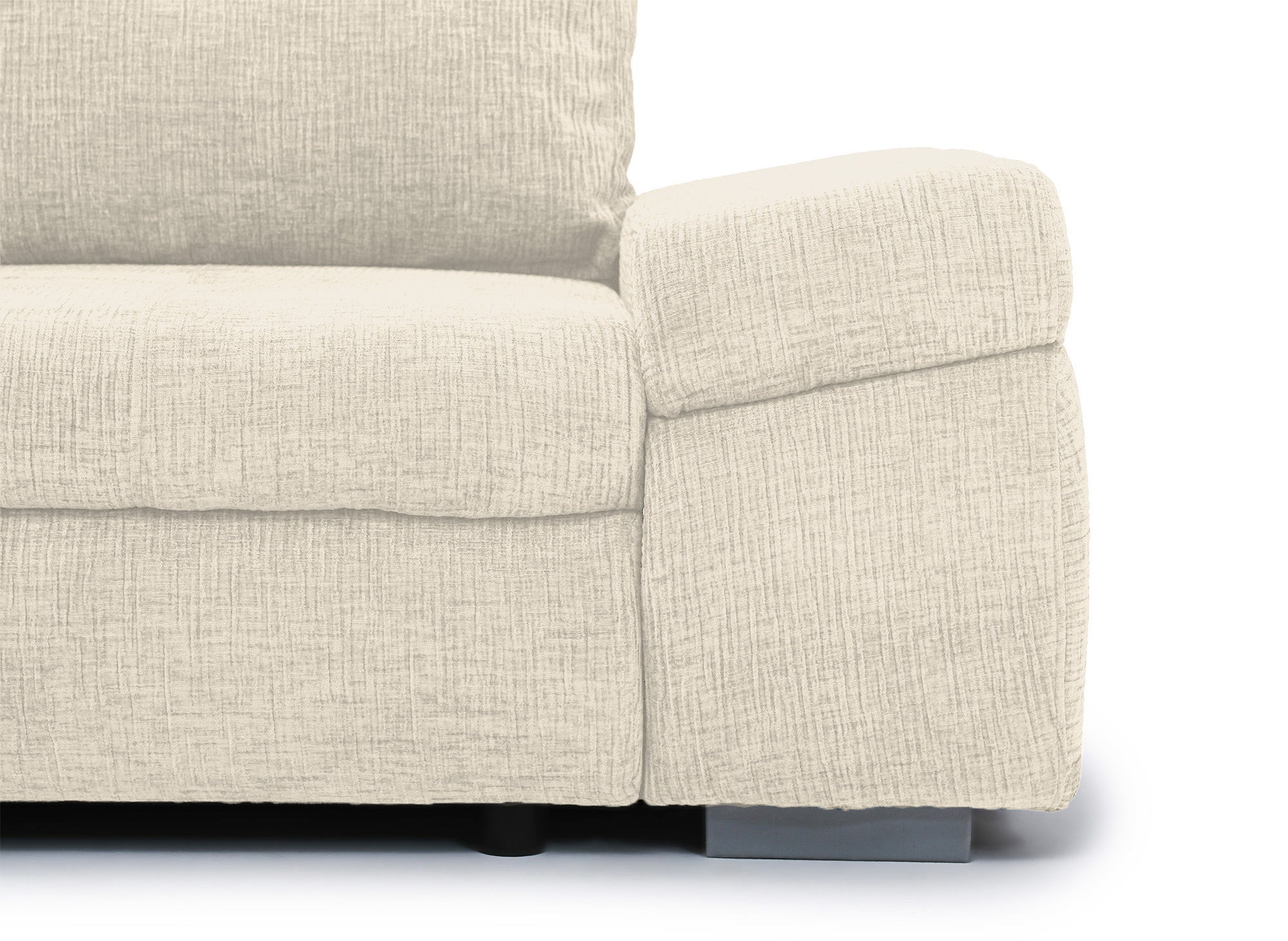 Sofá esquinero convertible reversible SOLEA con almacenaje en terciopelo jaspeado beige