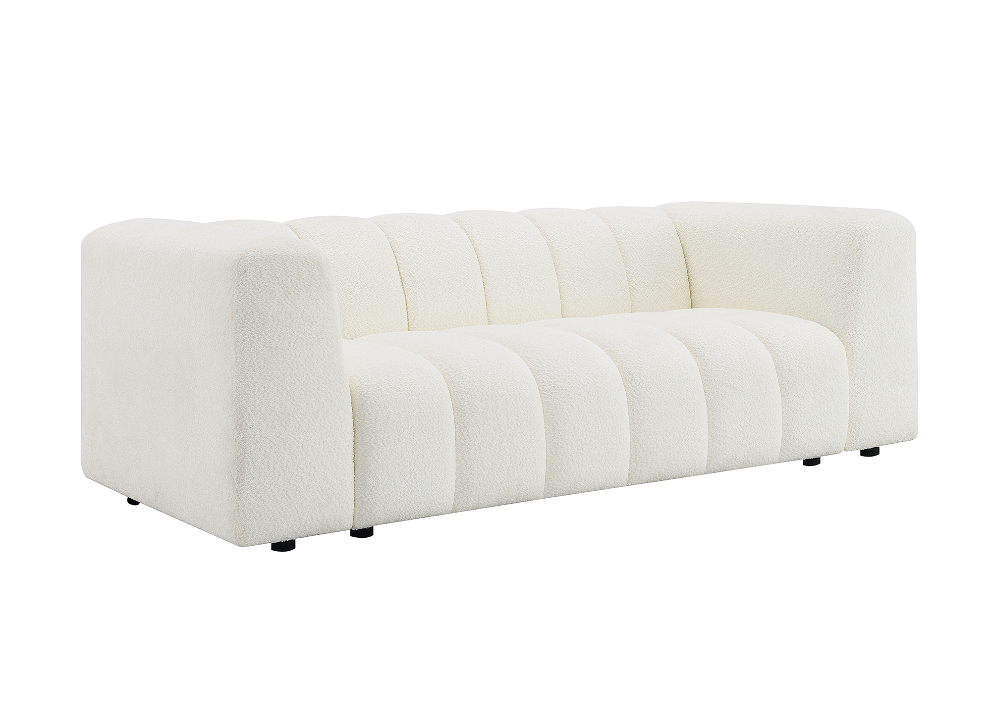 Sofá AELIS de 3 plazas en tejido bouclé crudo 