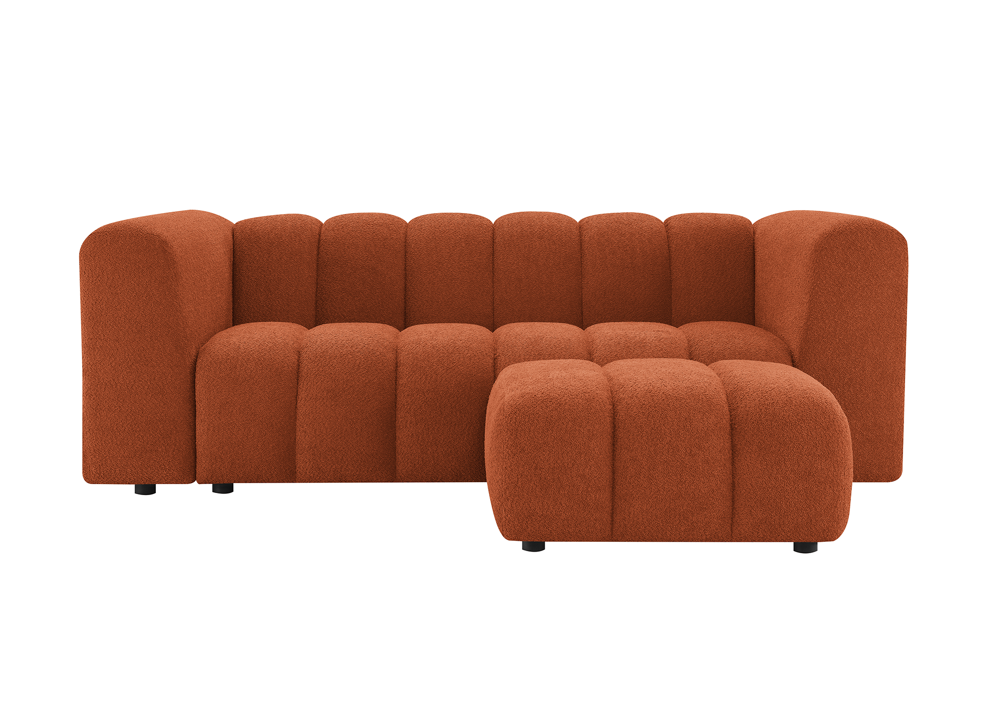 Puf AELIS de tela bouclé de terracota 