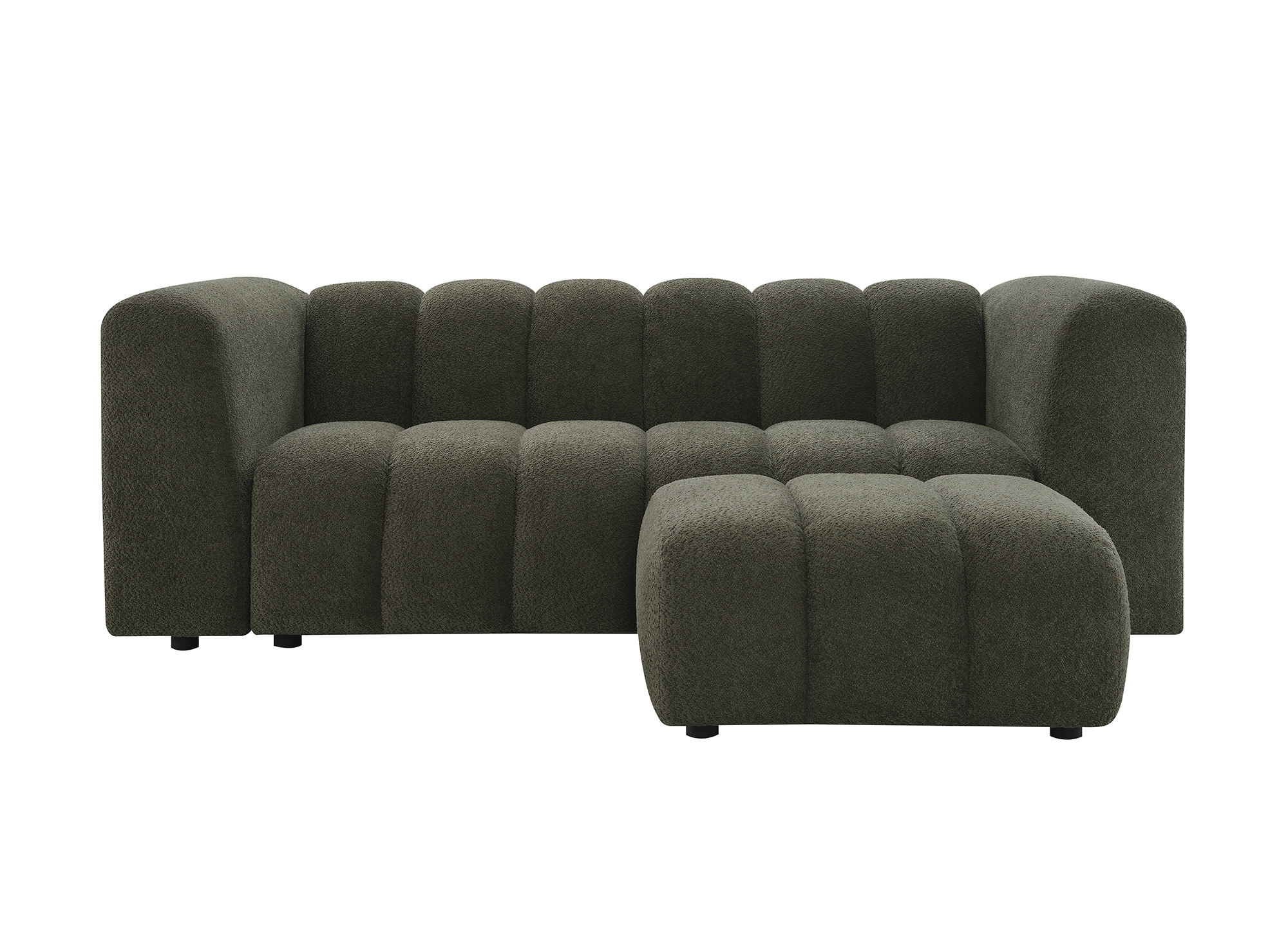 Puf de tela verde con bucles AELIS