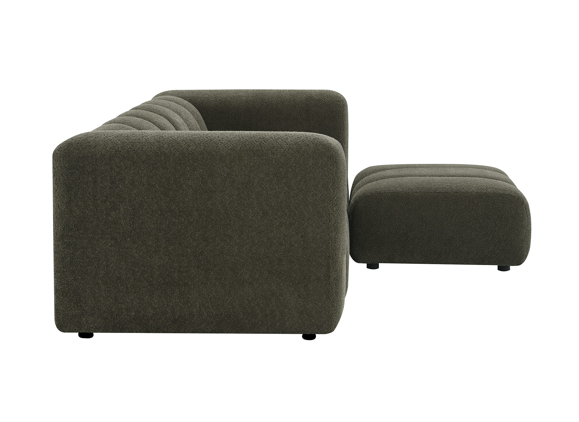 Puf de tela verde con bucles AELIS