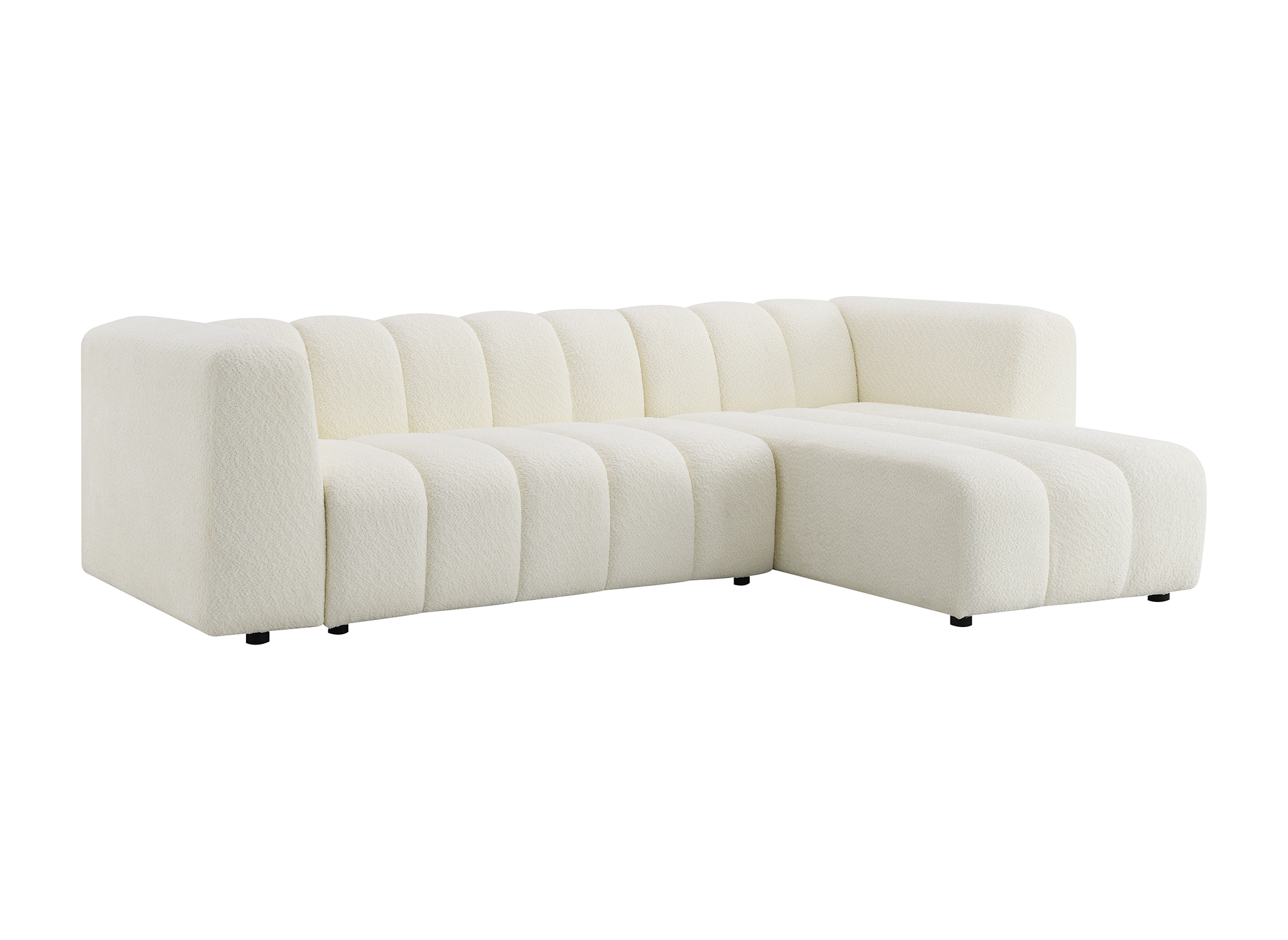 Sofá esquinero reversible AELIS en tejido bouclé crudo