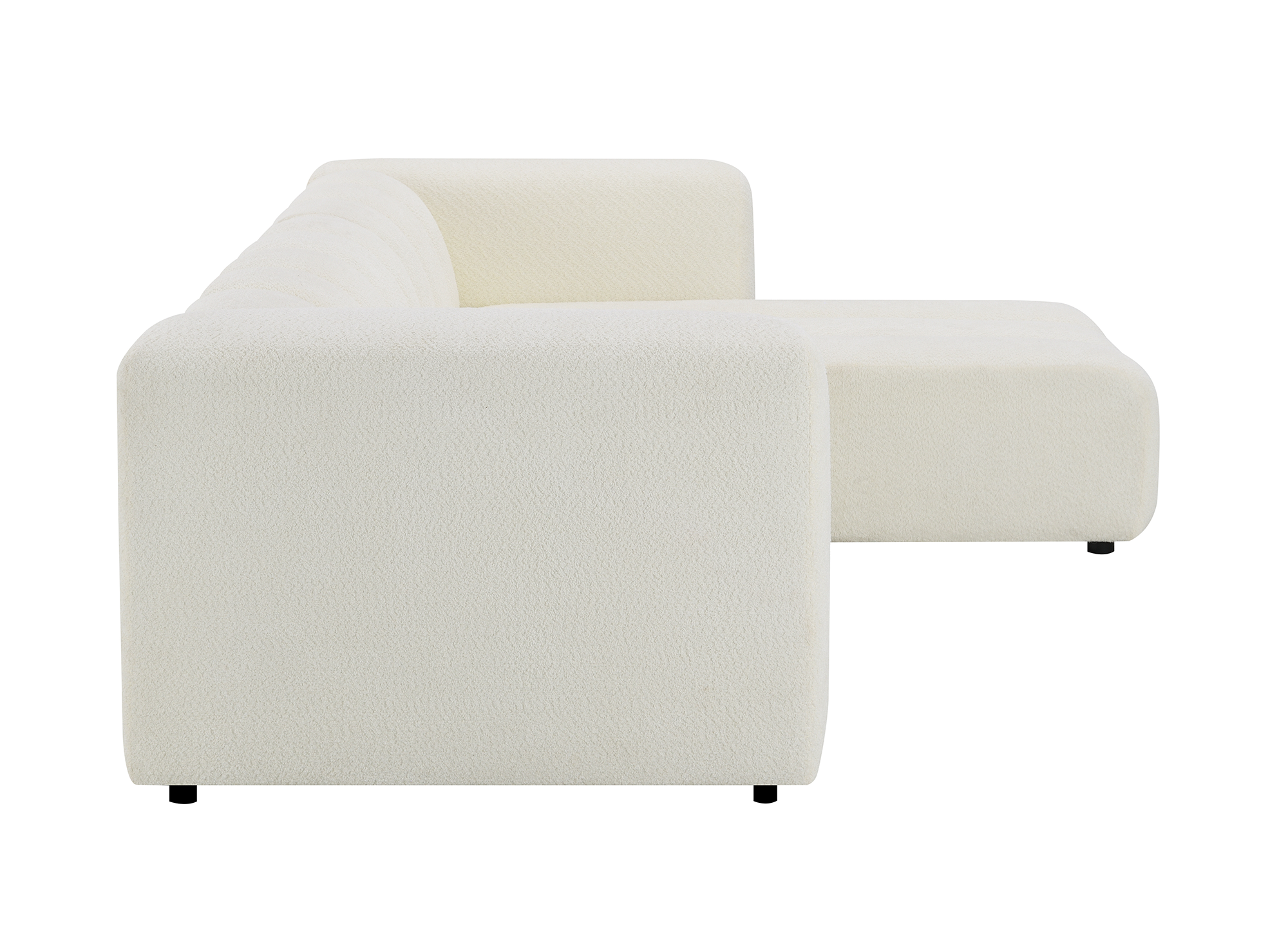 Sofá esquinero reversible AELIS en tejido bouclé crudo