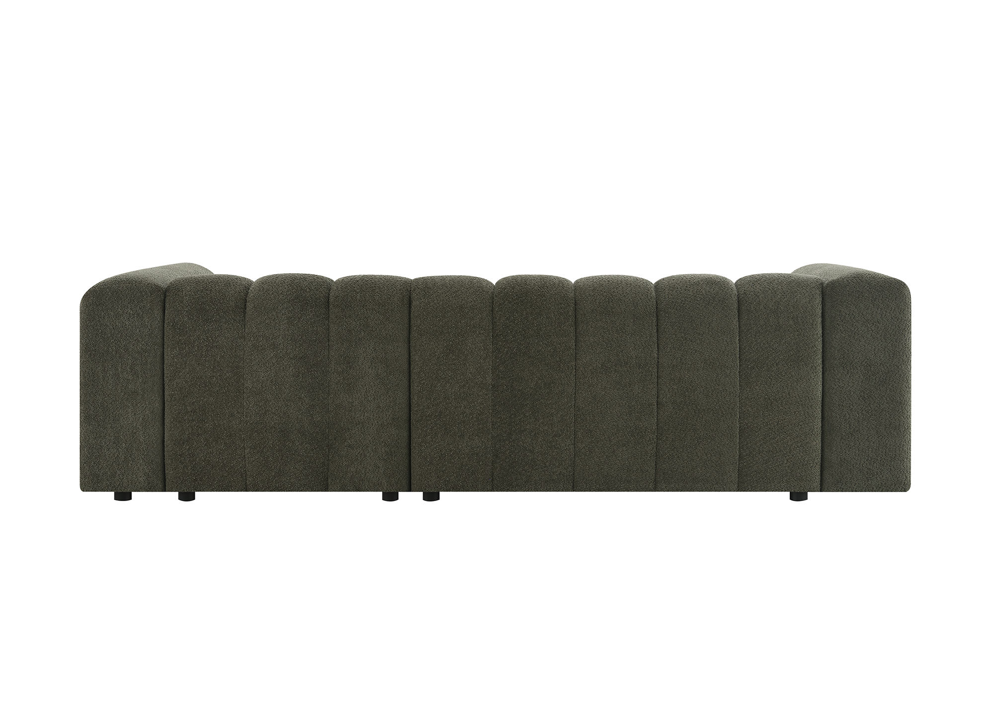 Sofá esquinero reversible AELIS en tejido bouclé verde