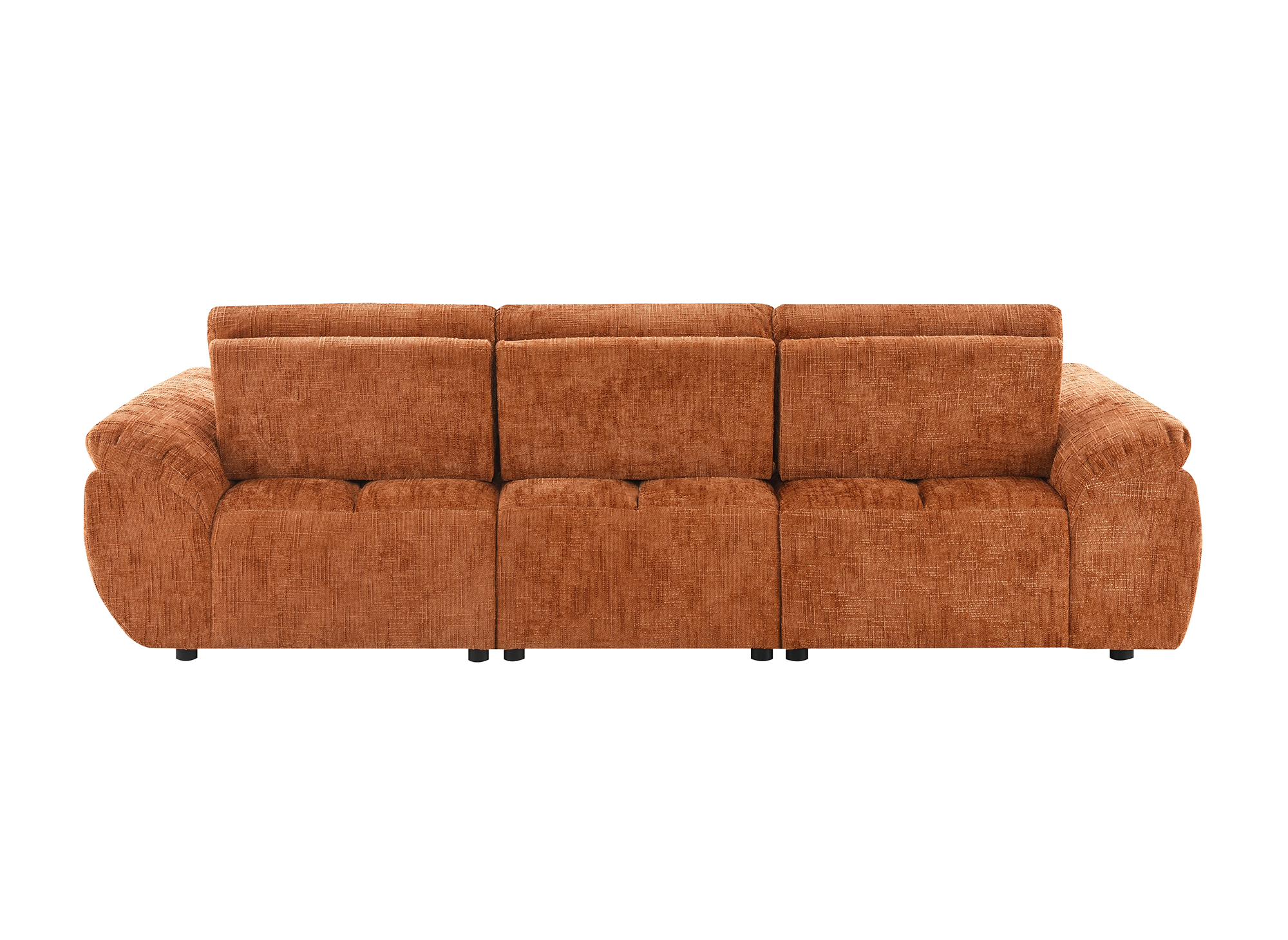 Sofá esquinero reclinable eléctrico ALPES en terciopelo terracota jaspeado - Esquina izquierda