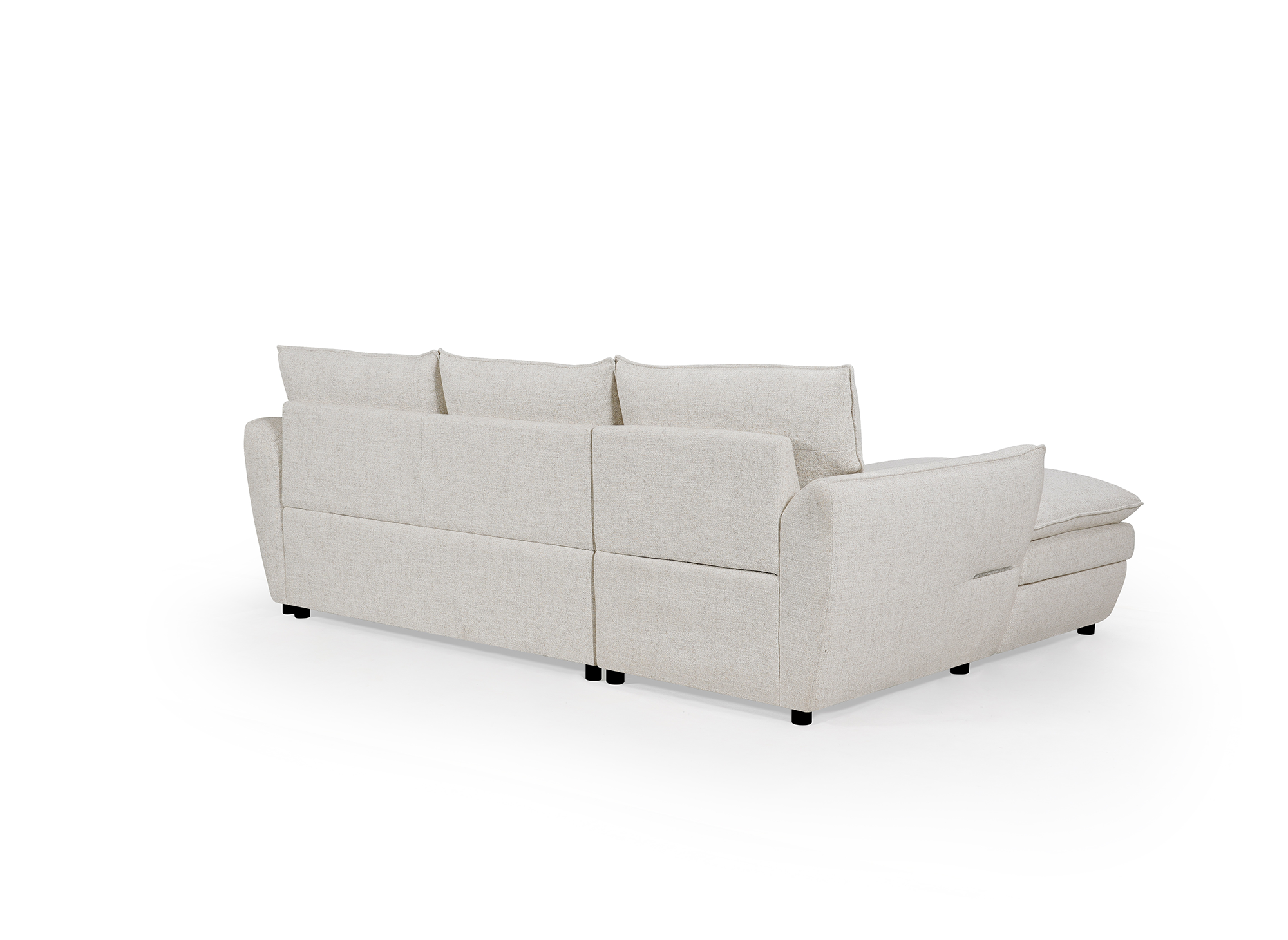 Sofá esquinero convertible con cómoda en tejido beige CAPUCINE - Esquina izquierda
