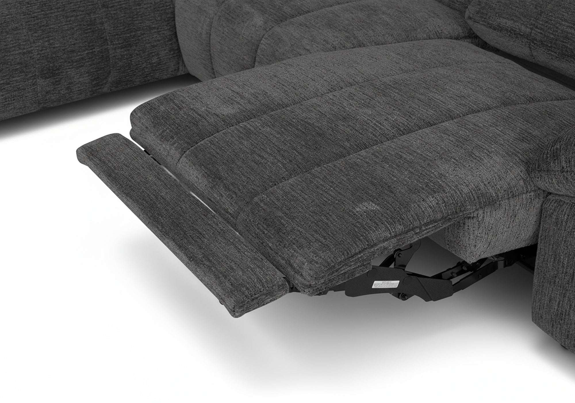 Sofá esquinero eléctrico reclinable SOLINA en terciopelo gris jaspeado - Esquina izquierda