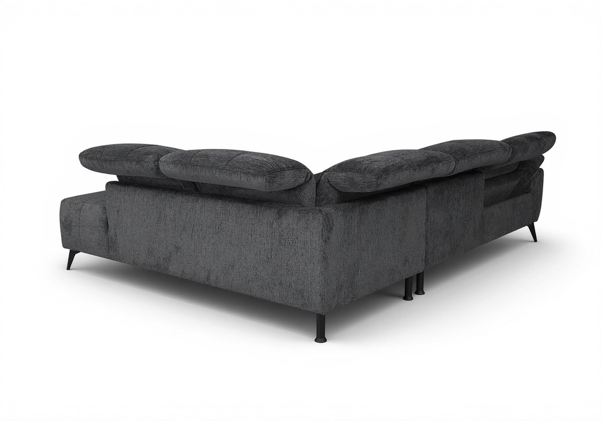 Sofá esquinero reclinable eléctrico SOLINA en terciopelo gris jaspeado - Esquinero derecho