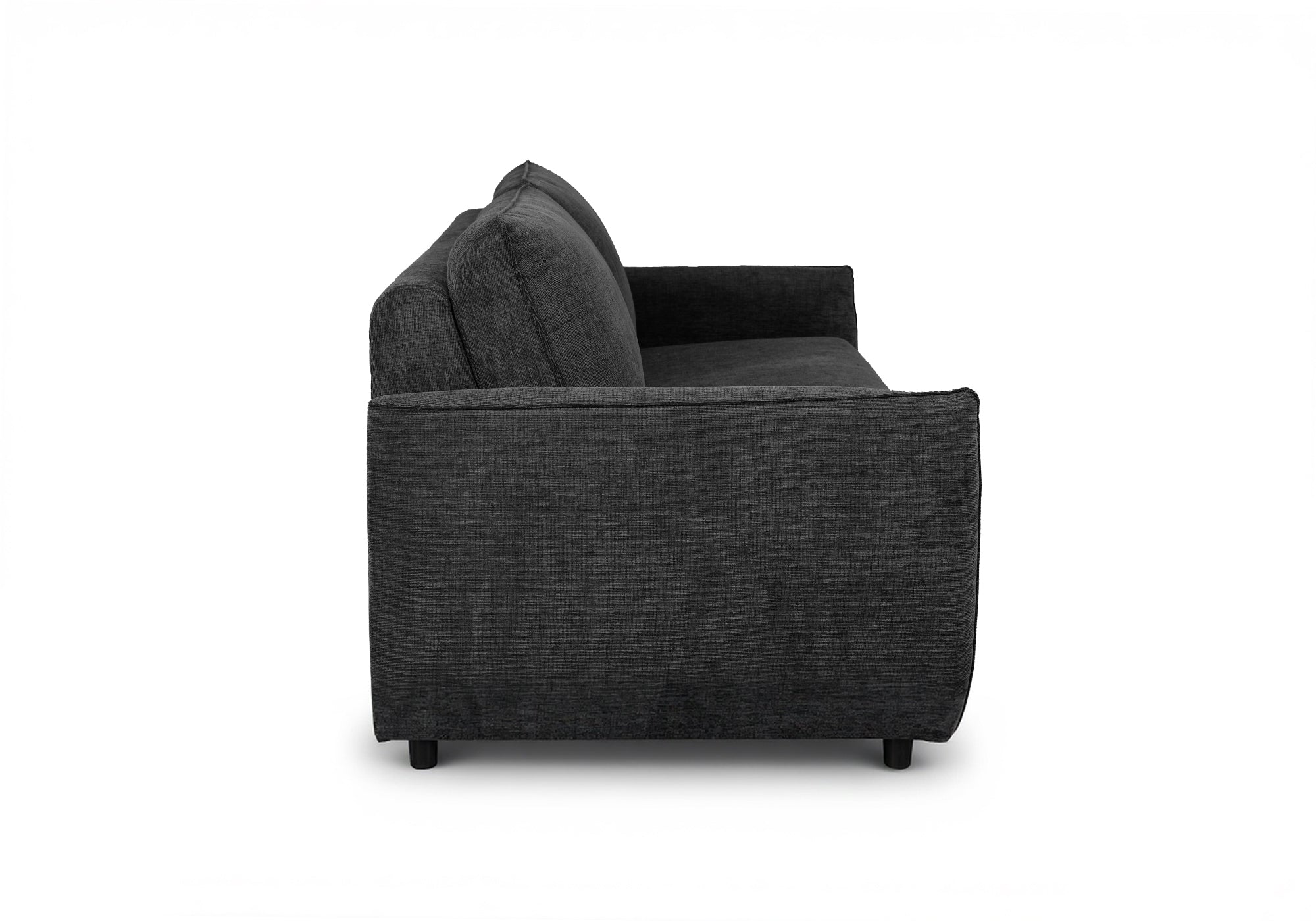 Sofá cama de 3 plazas CHIARA en terciopelo texturizado gris oscuro