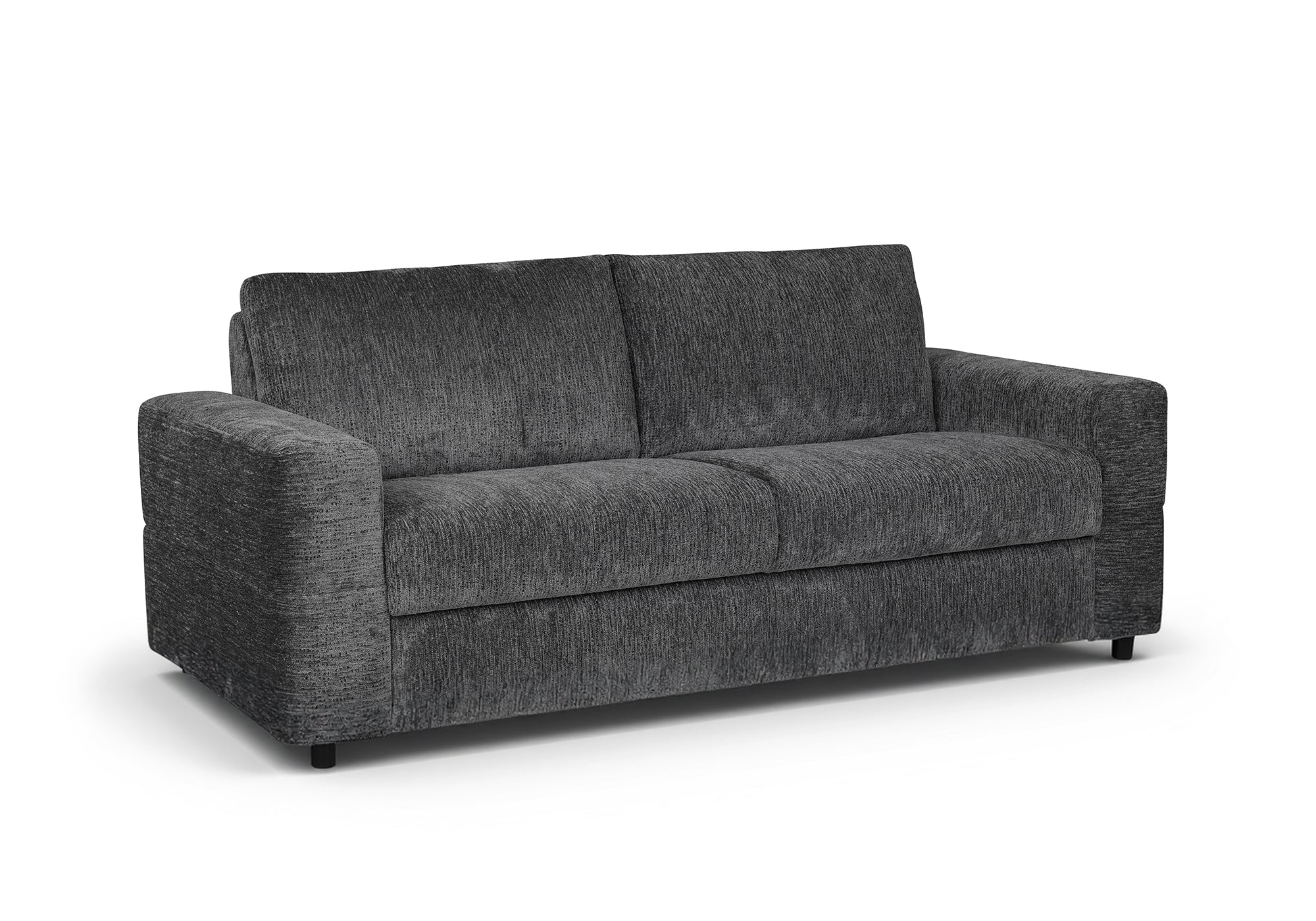 Sofá cama de 3 plazas AMAURY en terciopelo jaspeado gris oscuro