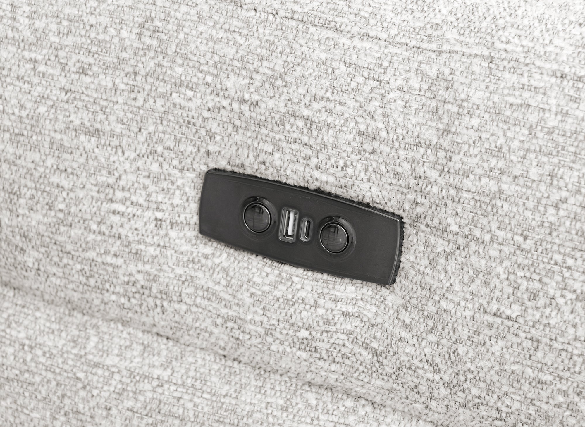 Sofá reclinable eléctrico de 3 plazas DAVY en tejido bouclé beige