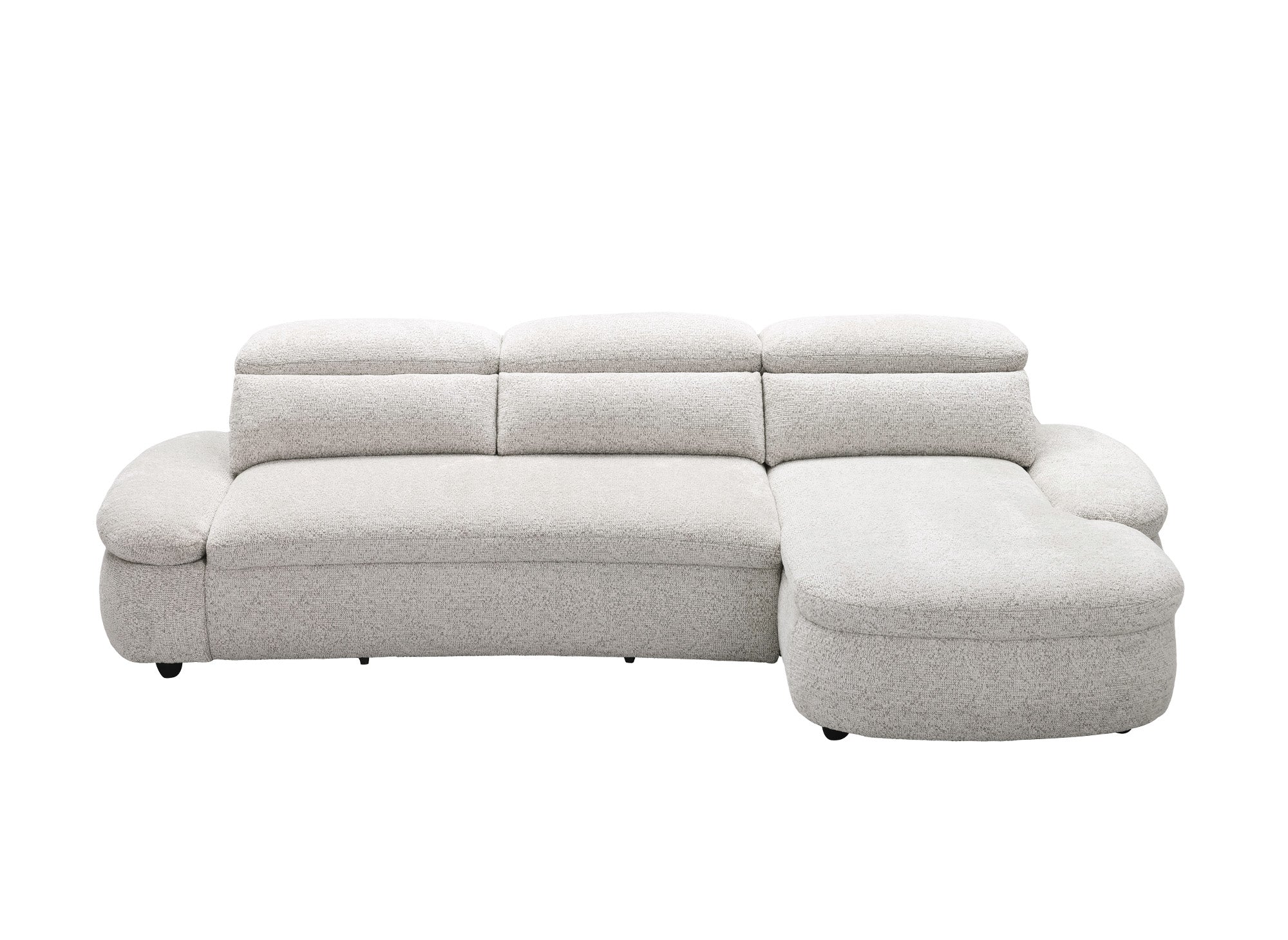 Canapé d'angle relax électrique en tissu bouclette beige CLEMENT - Angle droit