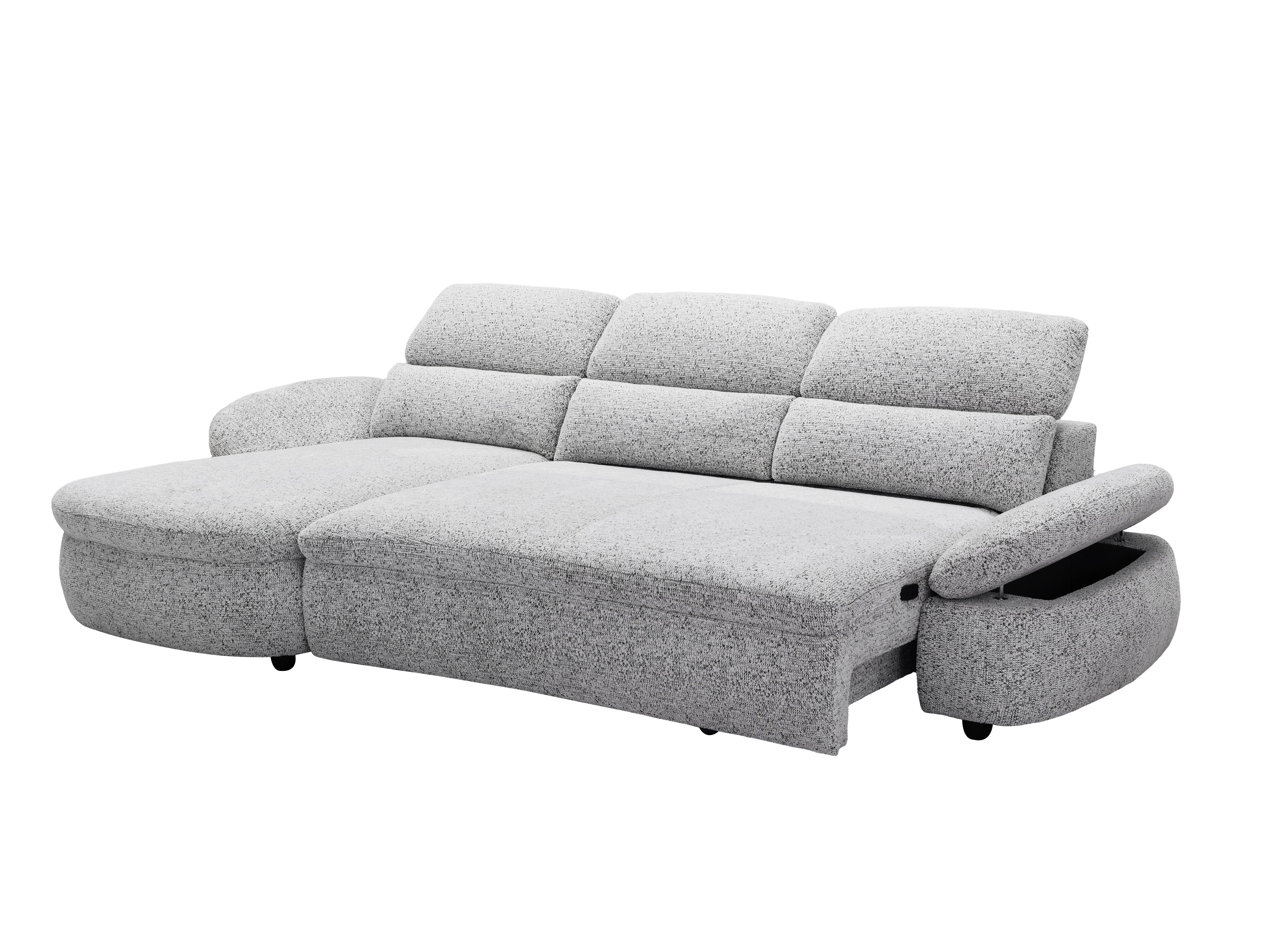 Canapé d'angle relax électrique en tissu bouclette gris CLEMENT - Angle gauche