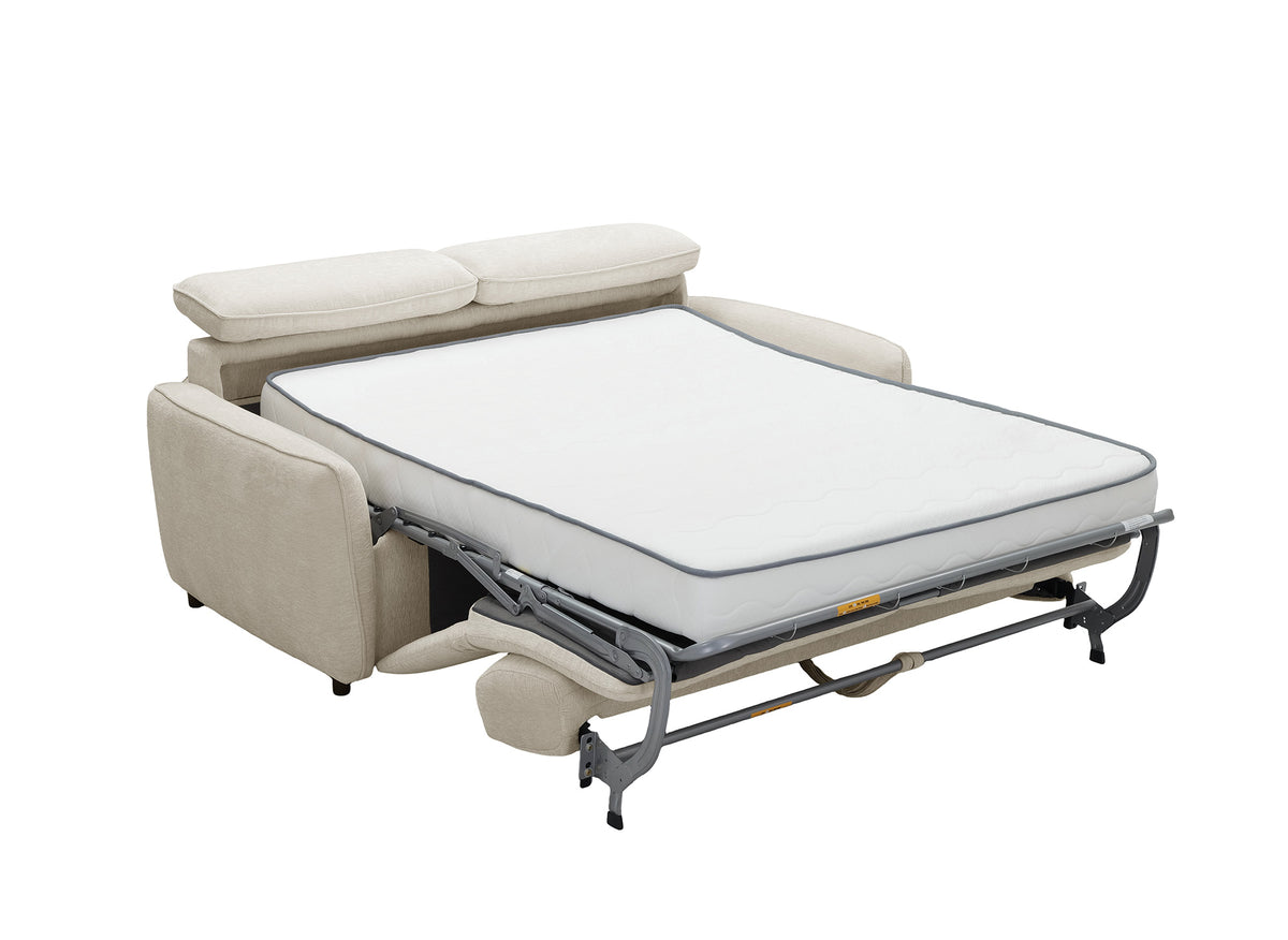 Sofá convertible Express de 3 plazas en tejido texturado beige JACINTHE