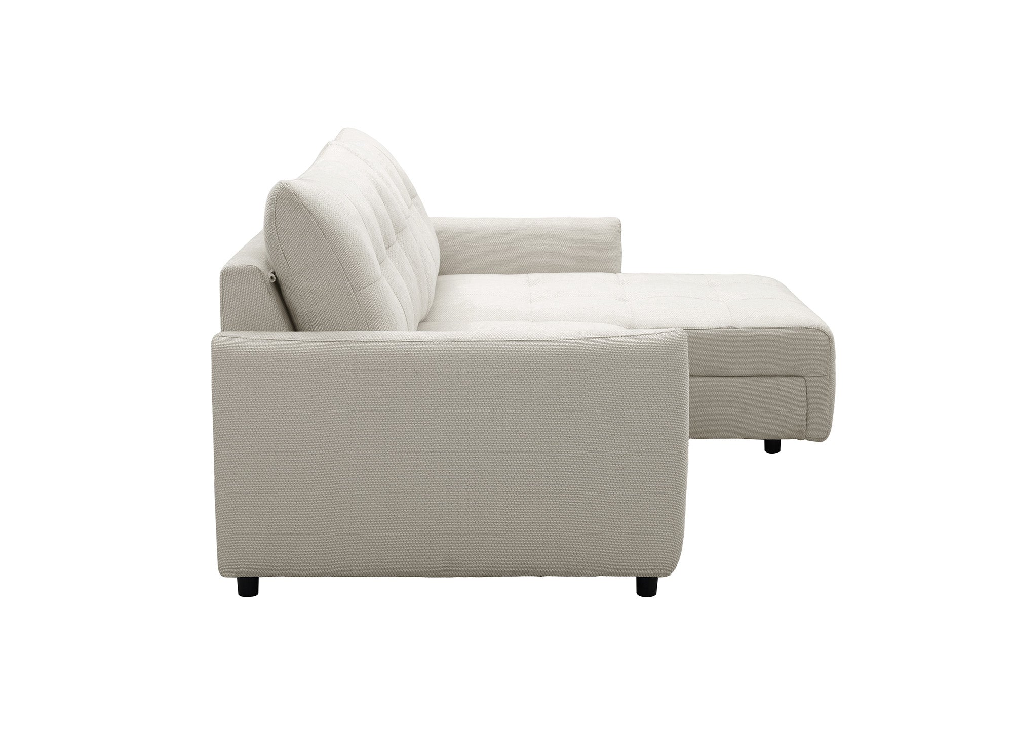 Sofá esquinero relax reversible con cómoda en tejido texturado beige KALINKA
