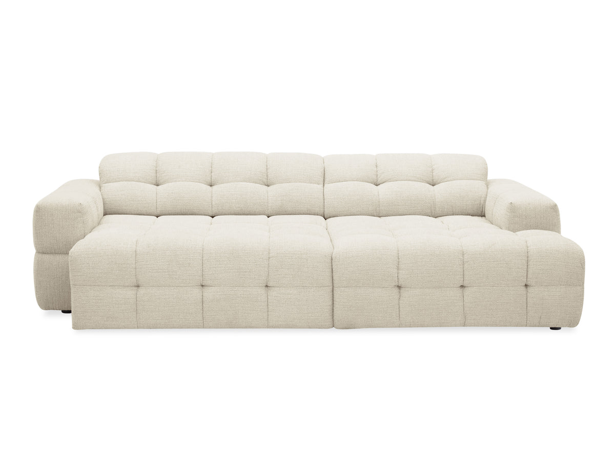 Sofá esquinero relax de terciopelo texturizado beige FEDORA - Ángulo derecho