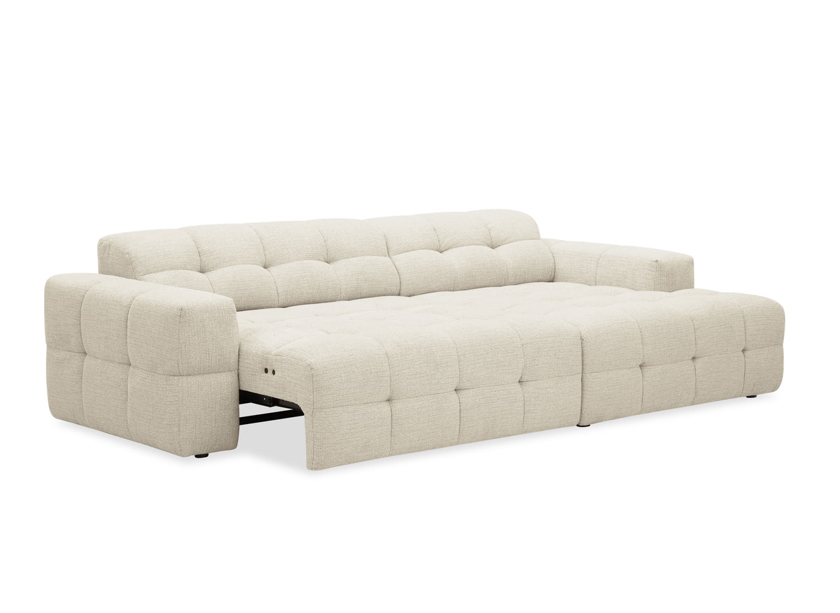 Sofá esquinero relax de terciopelo texturizado beige FEDORA - Ángulo derecho