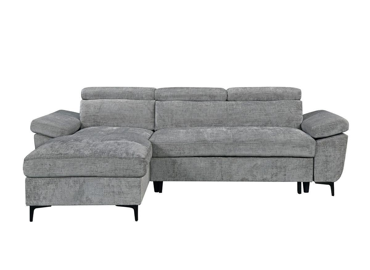 Sofá esquinero convertible en terciopelo jaspeado gris oscuro MONICA - Esquina izquierda