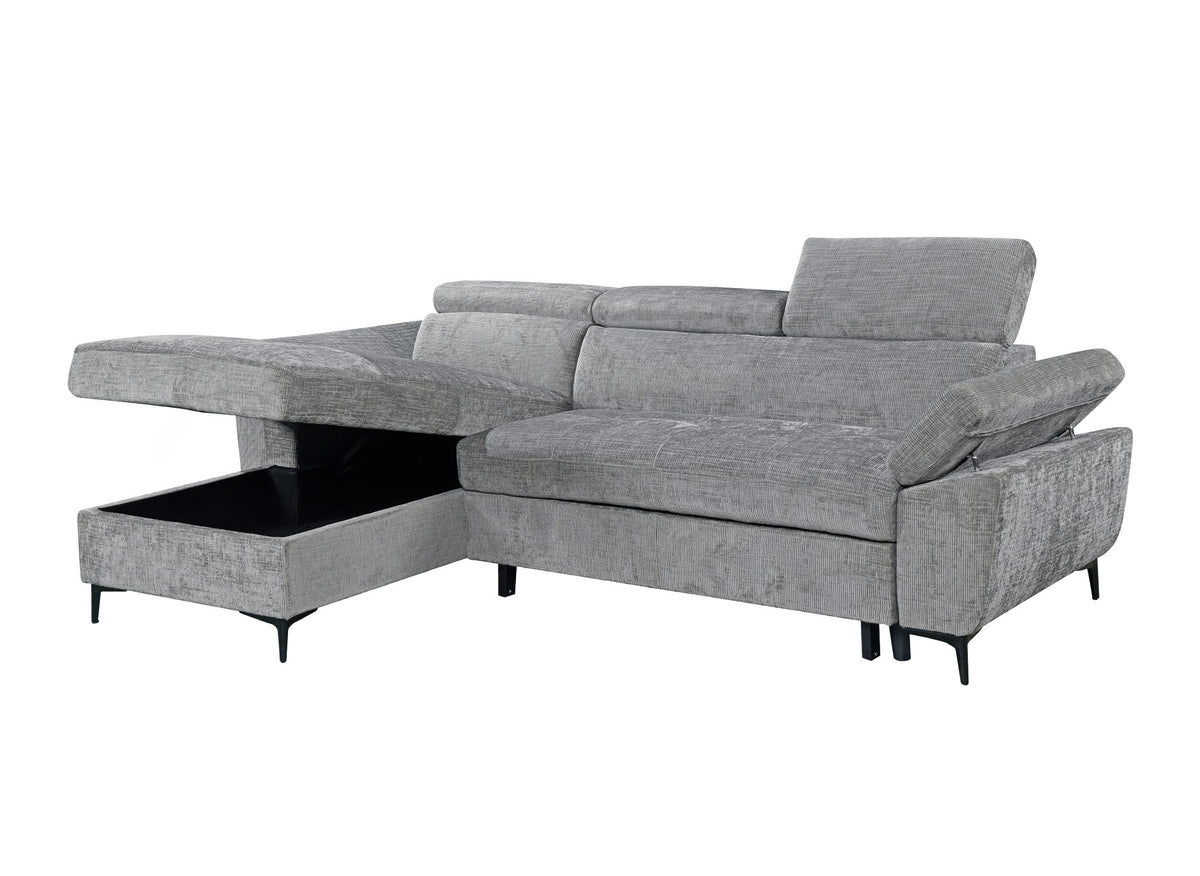 Sofá esquinero convertible en terciopelo jaspeado gris oscuro MONICA - Esquina izquierda