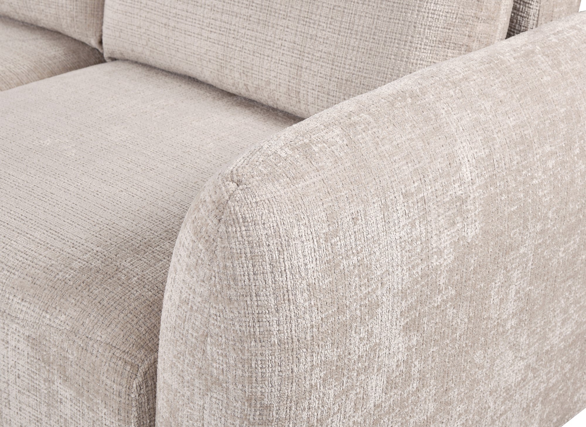 Sofá esquinero convertible MARLA con almacenaje en terciopelo beige jaspeado - Esquina izquierda