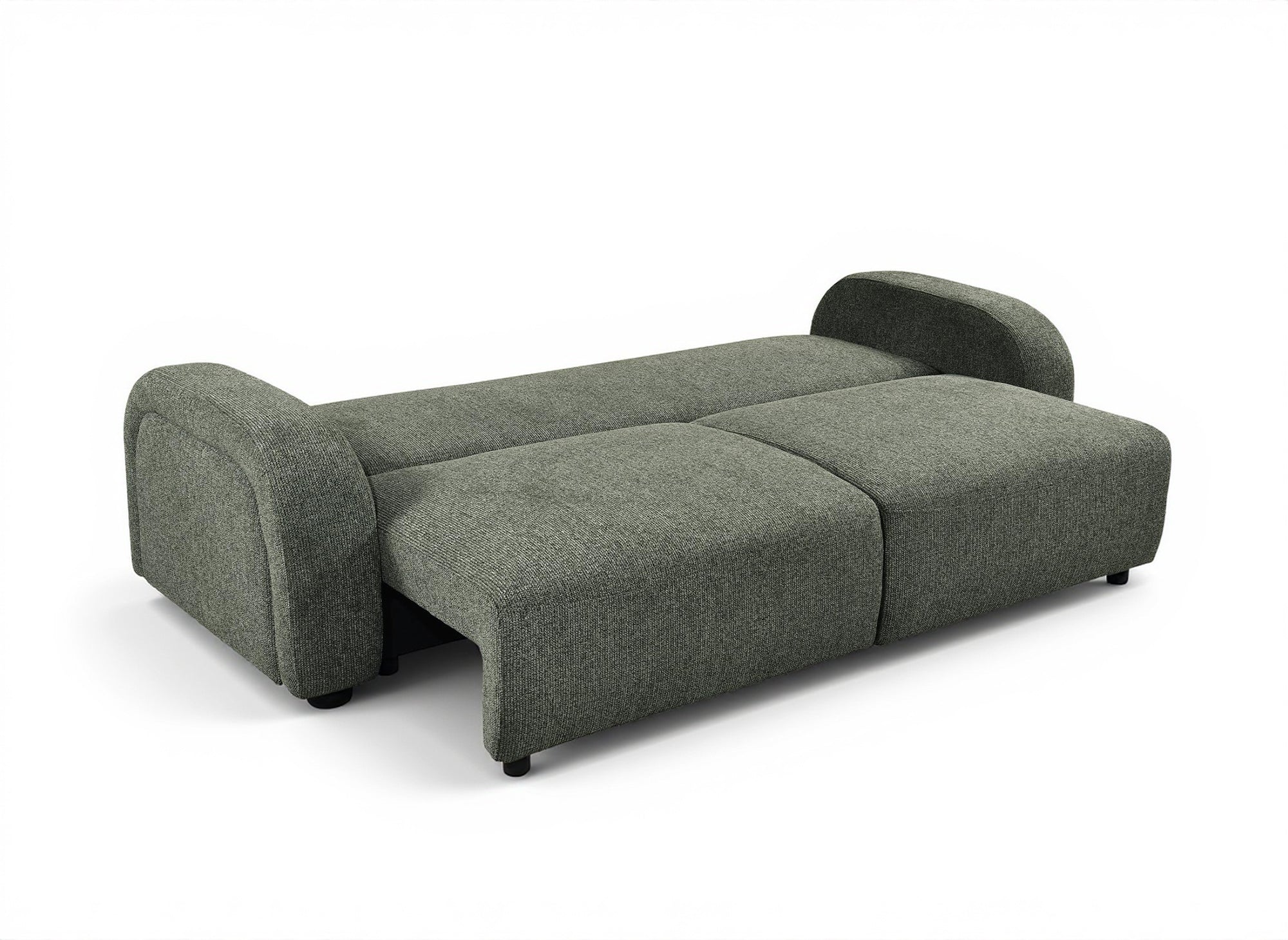 Sofá convertible de 3 plazas MAYORA en tejido bouclé verde