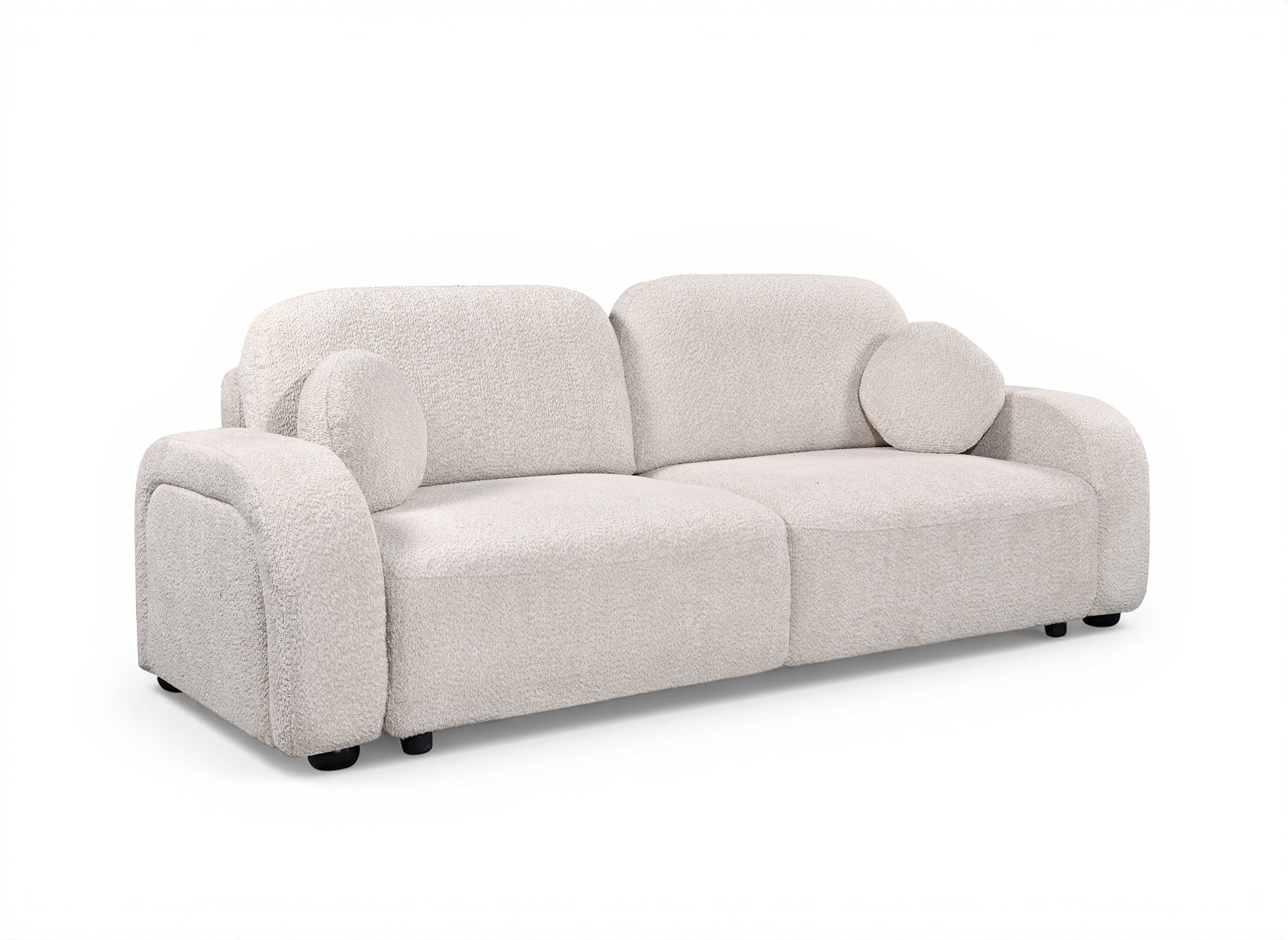 Sofá convertible de 3 plazas MAYORA en tejido bouclé crudo