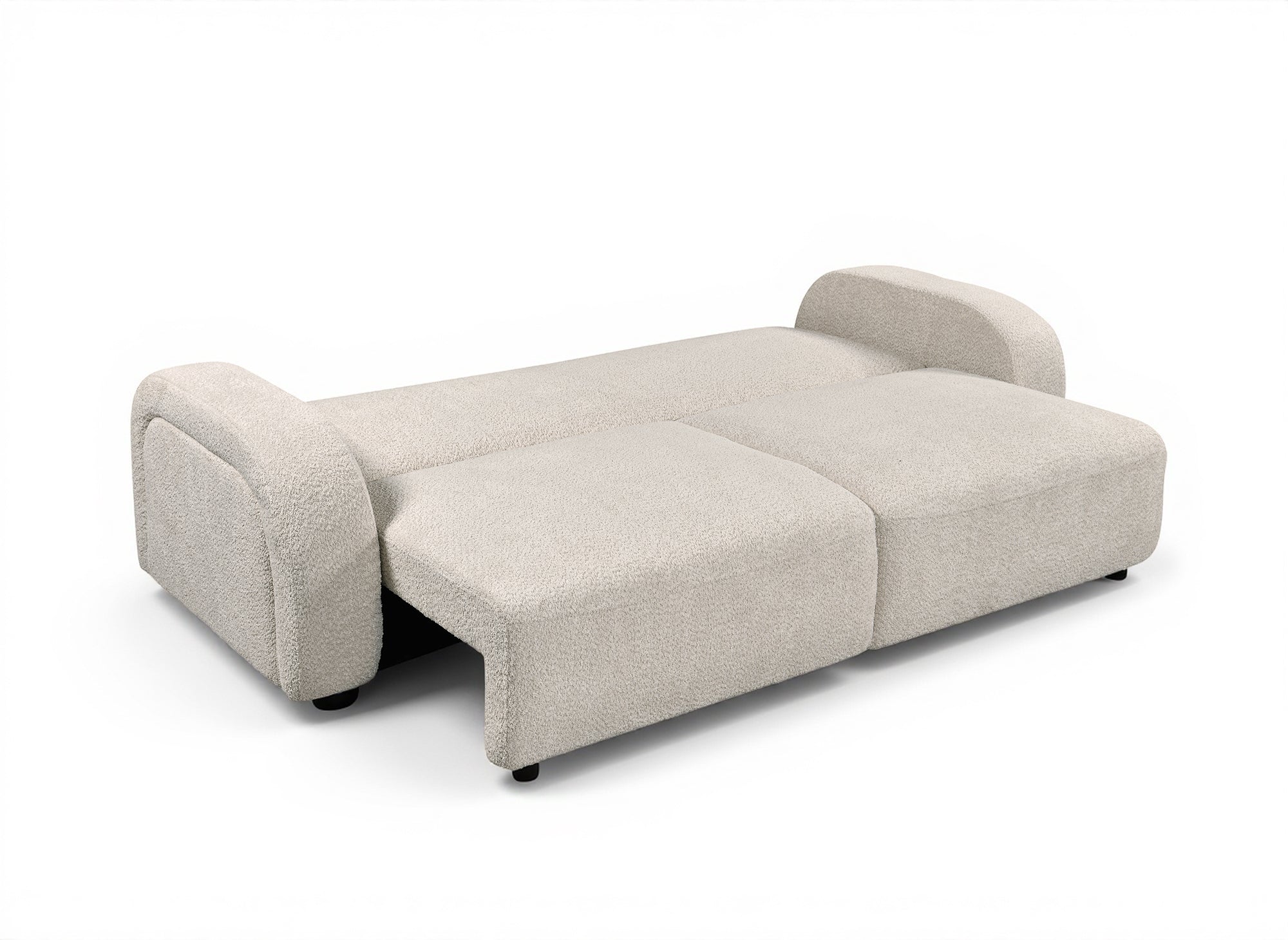 Sofá convertible de 3 plazas MAYORA en tejido bouclé crudo
