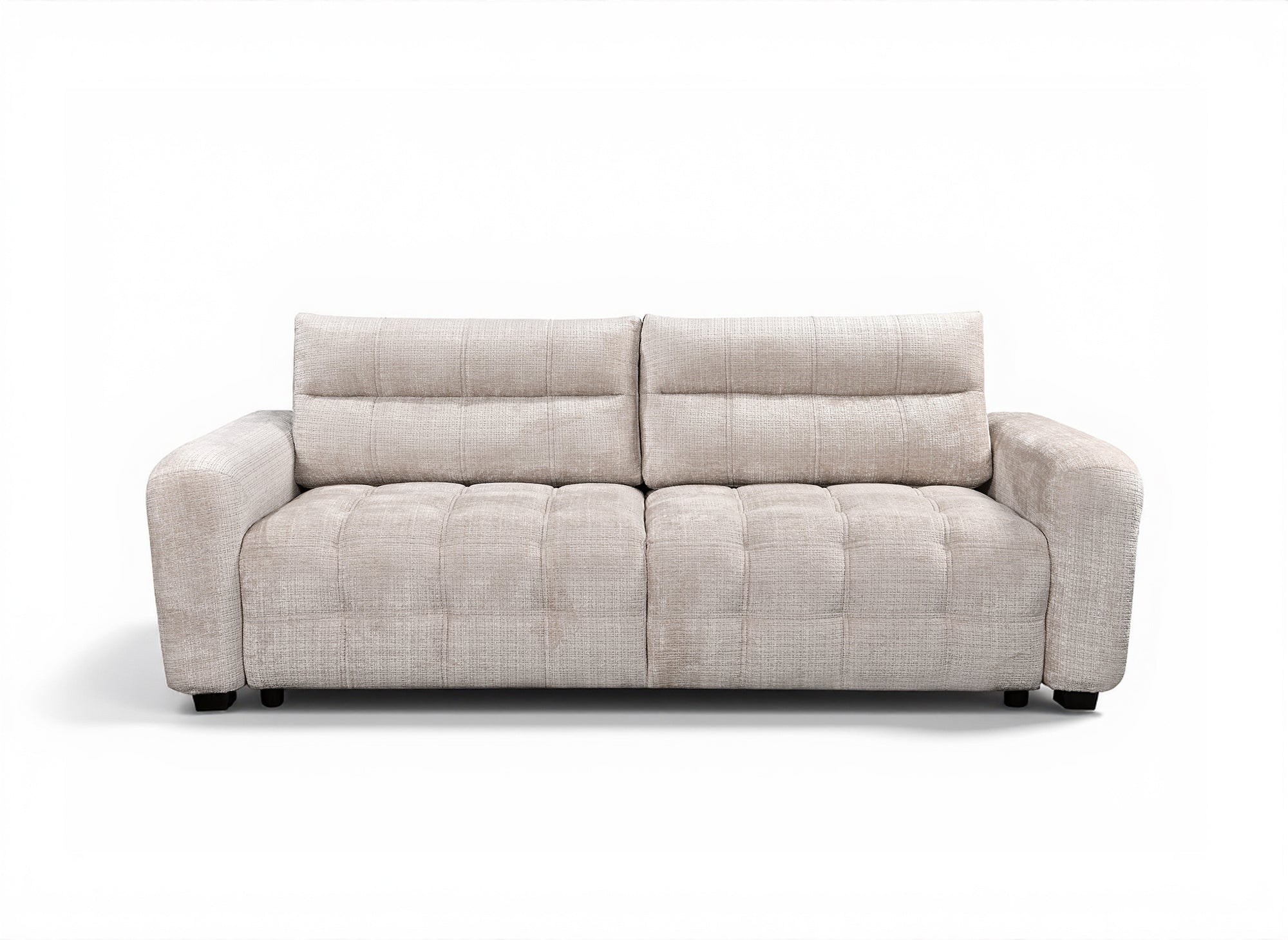 Sofá cama de 3 plazas RALYA con almacenaje en terciopelo jaspeado beige