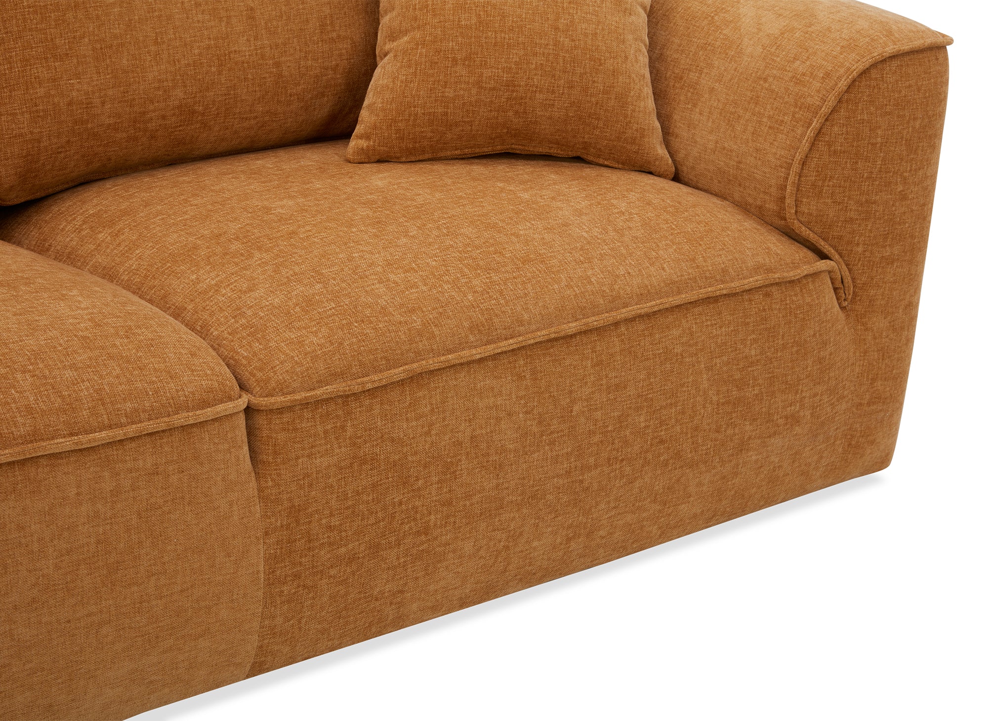 Sofá recto de 3 plazas ABELIA en terciopelo jaspeado color mostaza