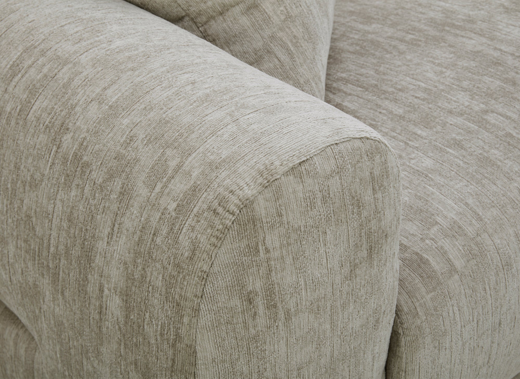 Sofá esquinero BALIANE de terciopelo jaspeado color topo