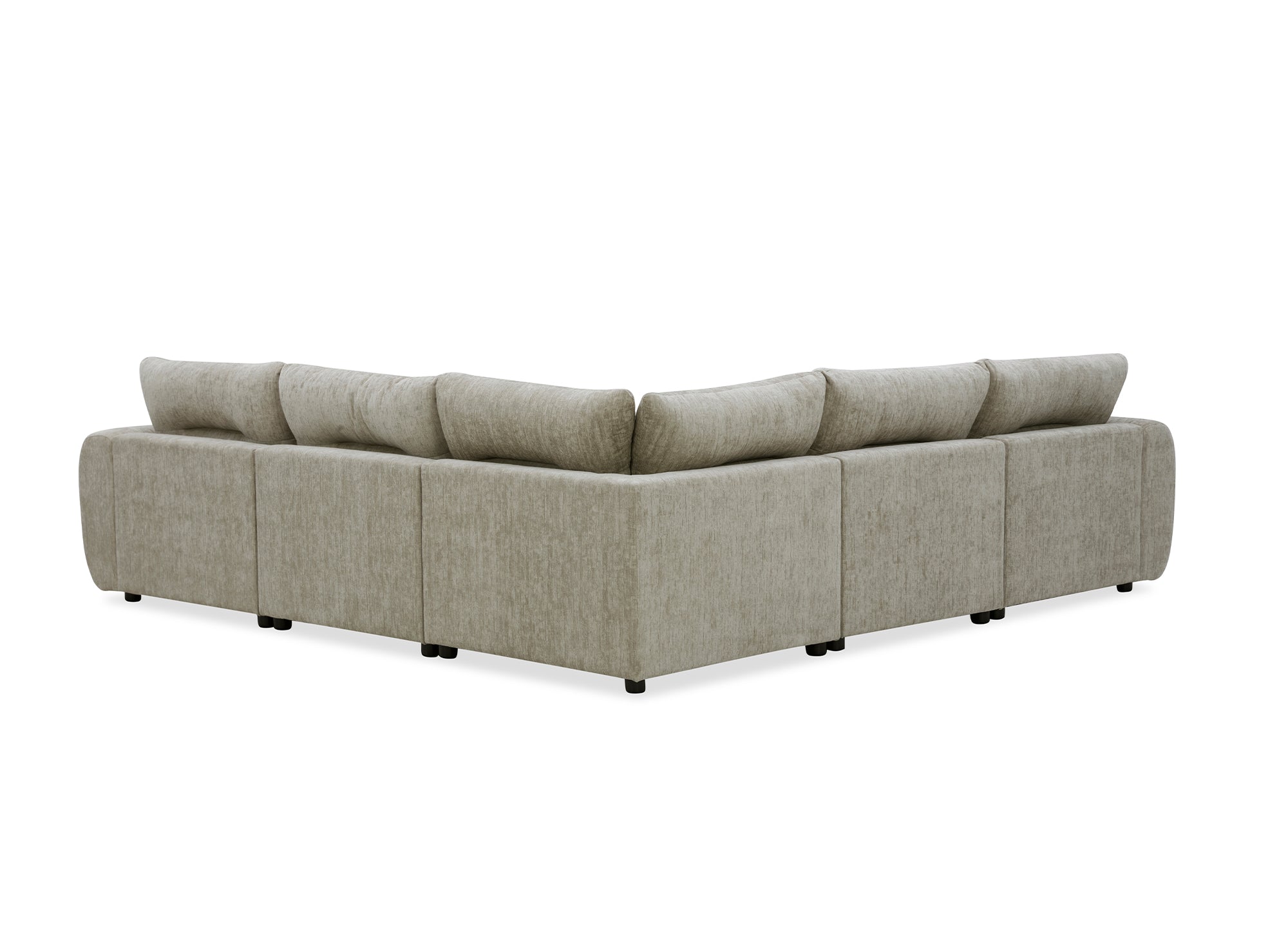 Sofá esquinero BALIANE de terciopelo jaspeado color topo