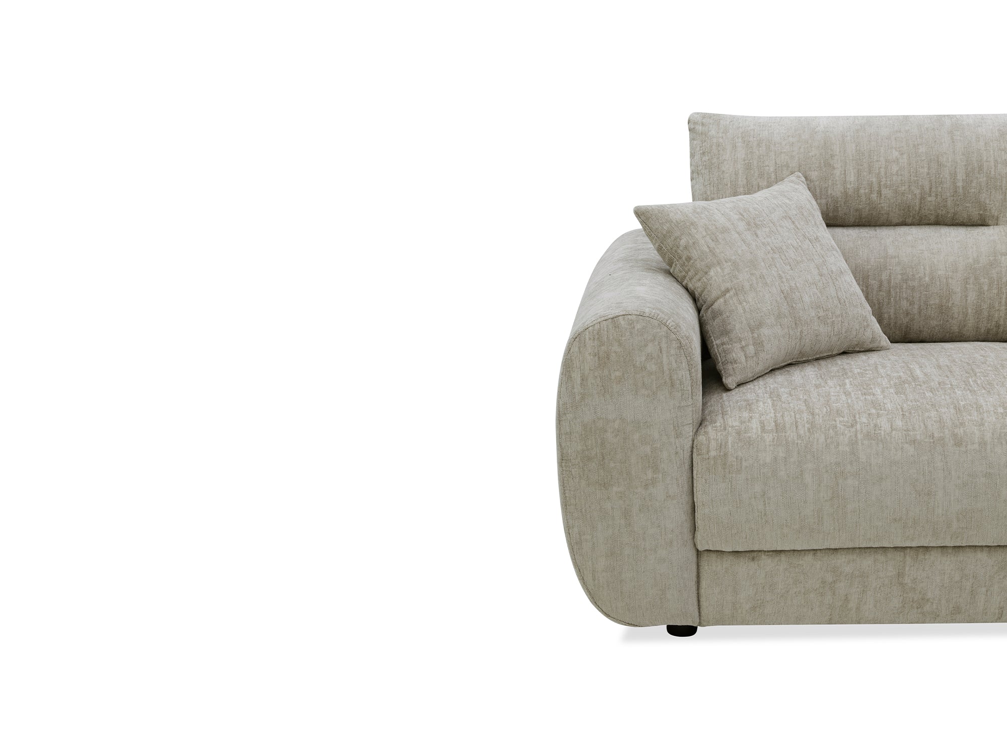 Sofá esquinero BALIANE de terciopelo jaspeado color topo