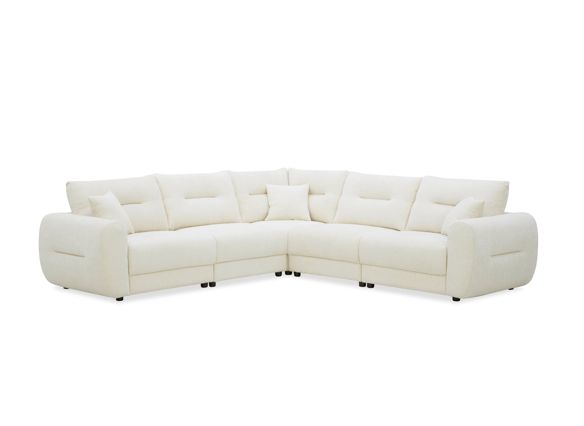 Sofá esquinero BALIANE de terciopelo jaspeado beige