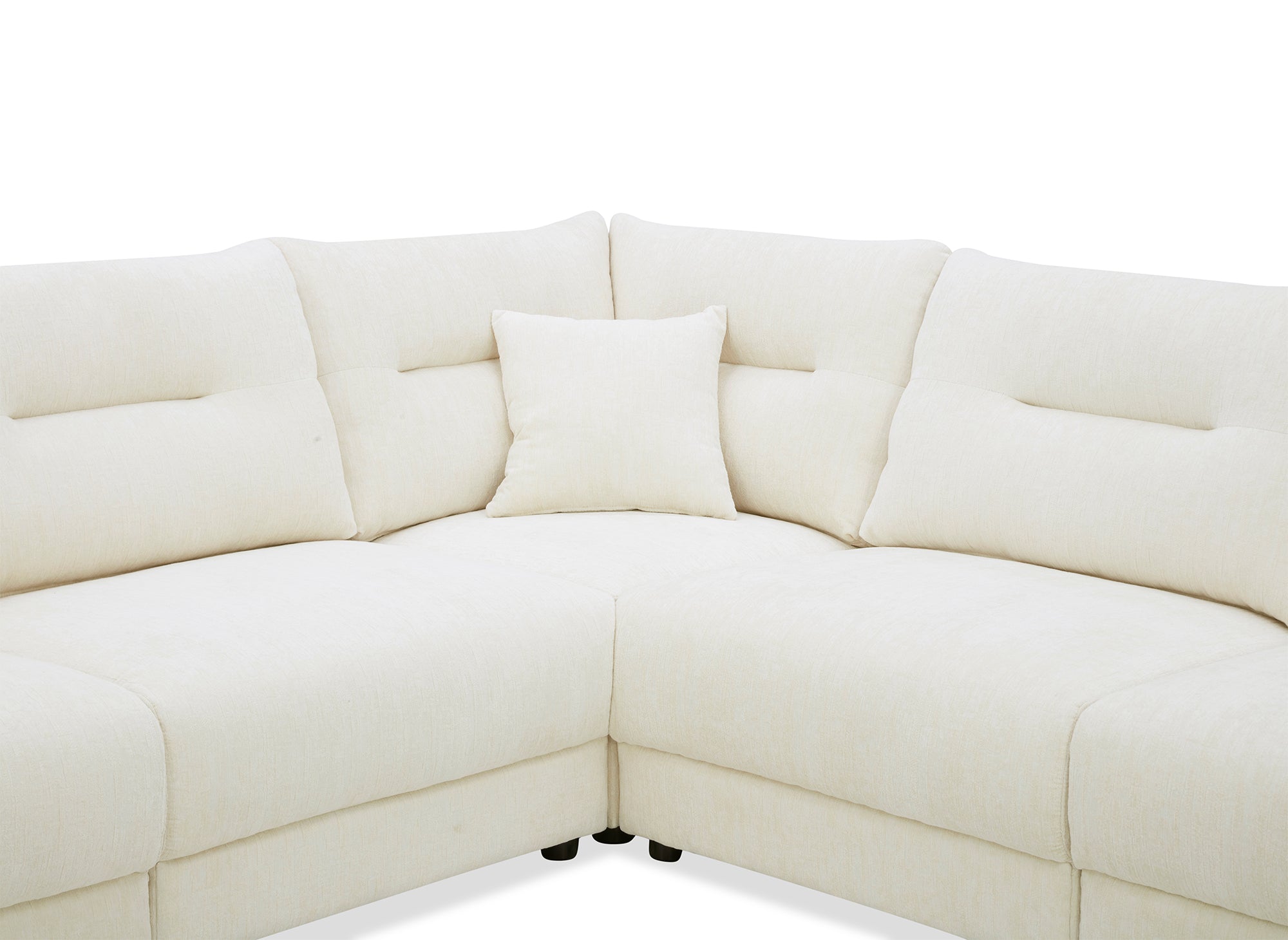 Sofá esquinero BALIANE de terciopelo jaspeado beige